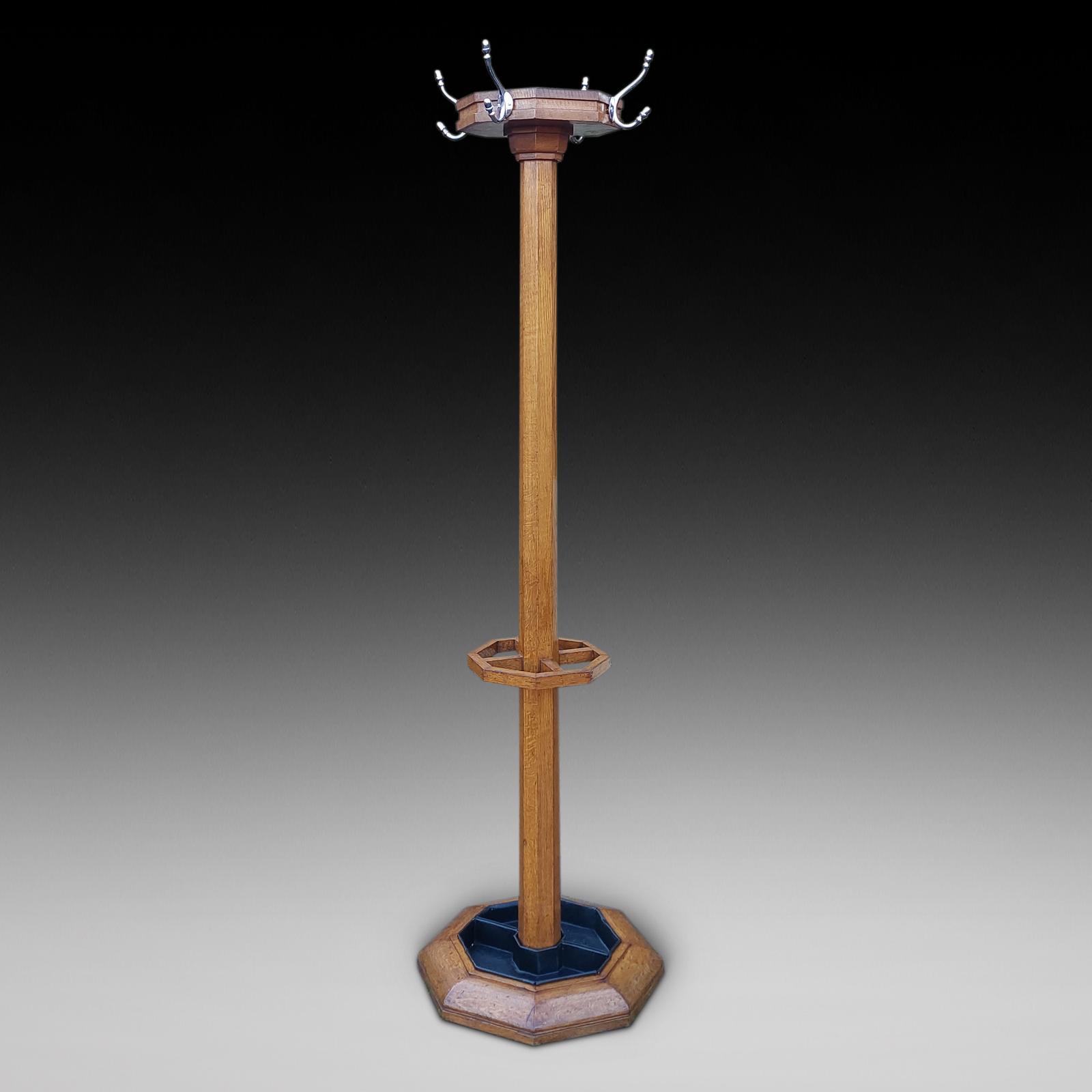 Arts & Crafts Oak Coat Rack & Umbrella Stick Stand (1 of 8) Arts & Crafts Oak Coat Rack & Umbrella Stick Stand (1 of 8)