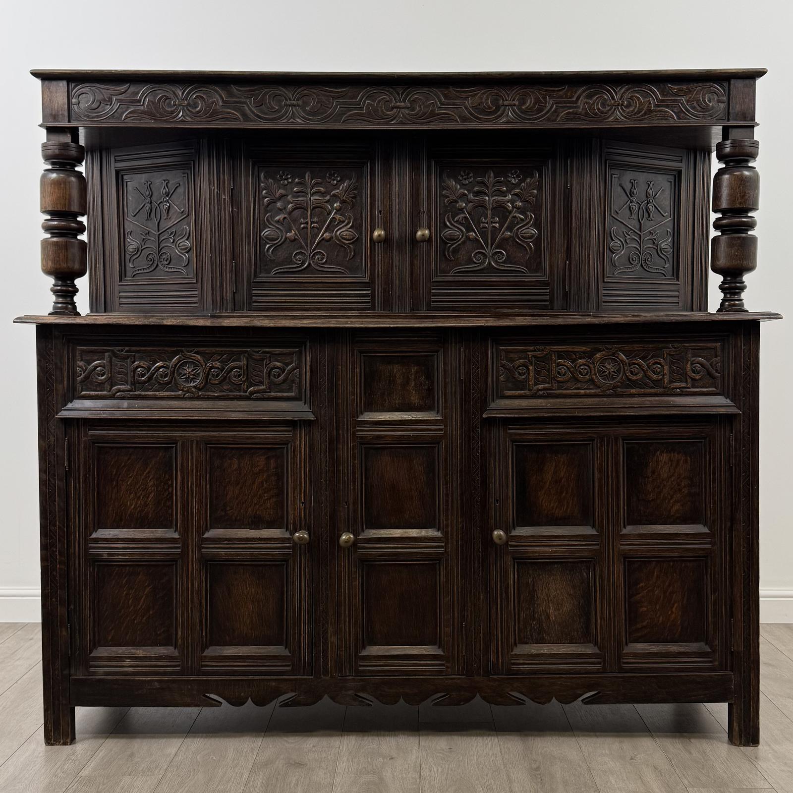 Antique 19th Century Large Oak Court Cupboard by Maple & Co (1 of 11) Antique 19th Century Large Oak Court Cupboard by Maple & Co (1 of 11)