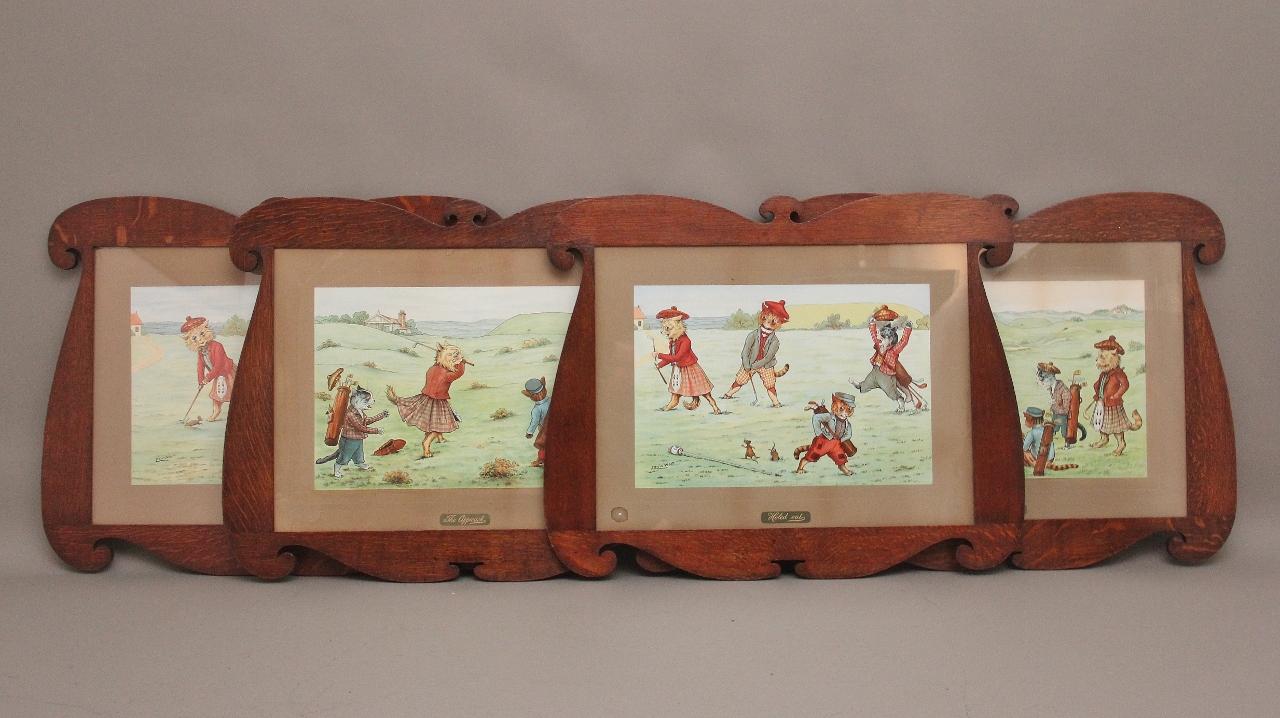 Set of Four Louis Wain Prints with the Original Frames (1 of 21)