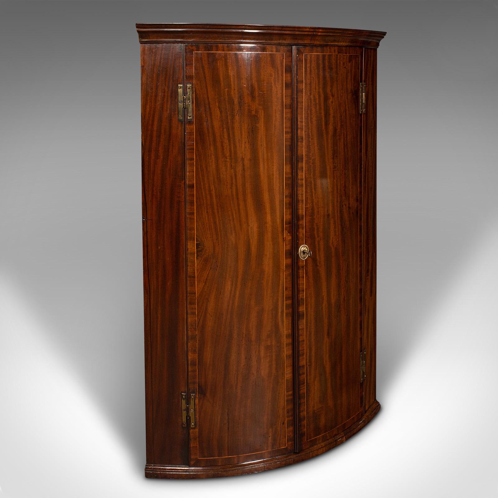 Antique Corner Cabinet, English, Bow Front, Wall Cupboard, Georgian, Circa 1780 (1 of 10)