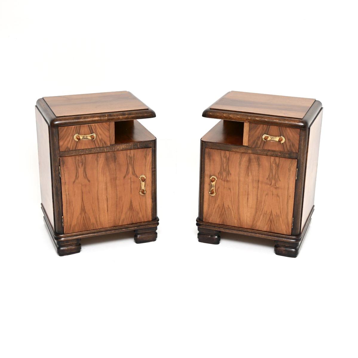 Pair of Swedish Art Deco Walnut Bedside Cabinets (1 of 10) Pair of Swedish Art Deco Walnut Bedside Cabinets (1 of 10)