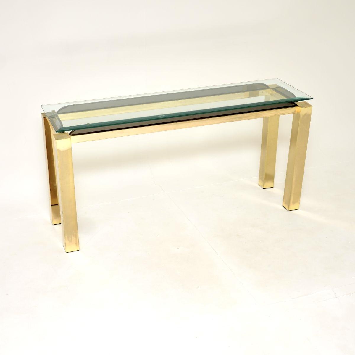 Vintage Italian Brass and Glass Console Side Table (1 of 11)