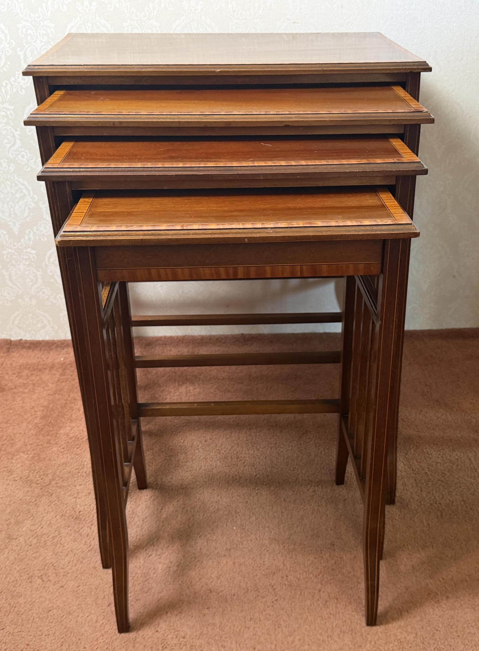 Four Nesting Tables with Satinwood Cross Banding (1 of 6) Four Nesting Tables with Satinwood Cross Banding (1 of 6)