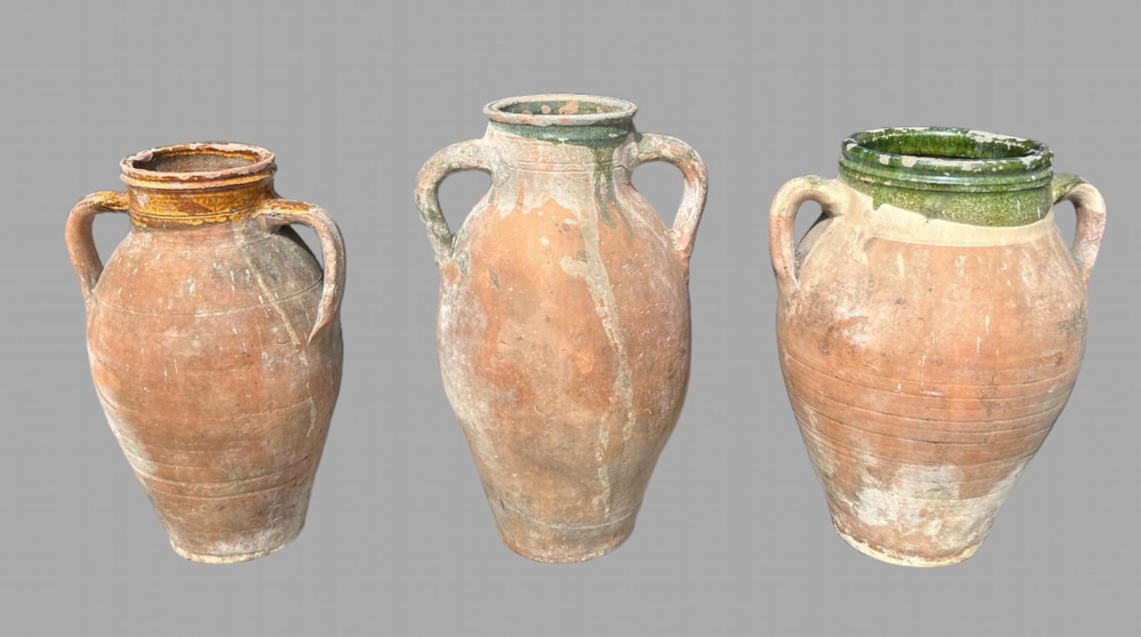 Three Part Glazed Terracotta Urns (1 of 4)