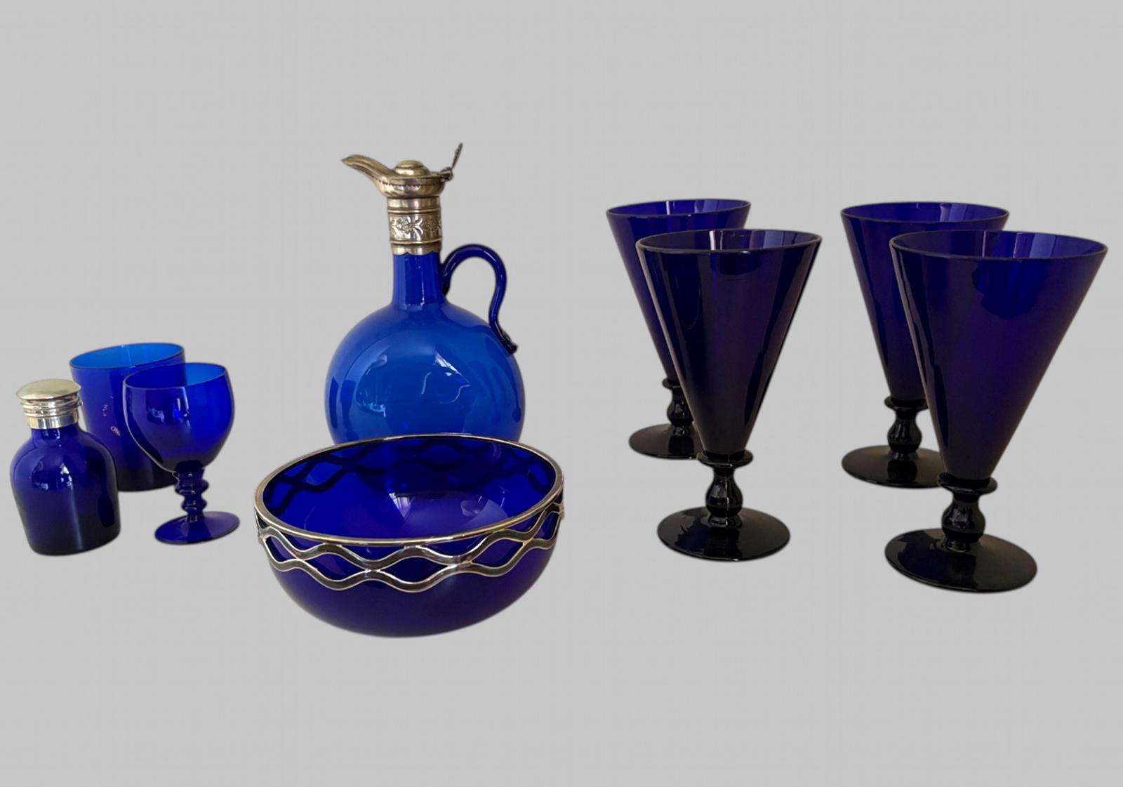 Collection of Bristol Blue Glass plus Bowl Robbe & Berking (1 of 4)