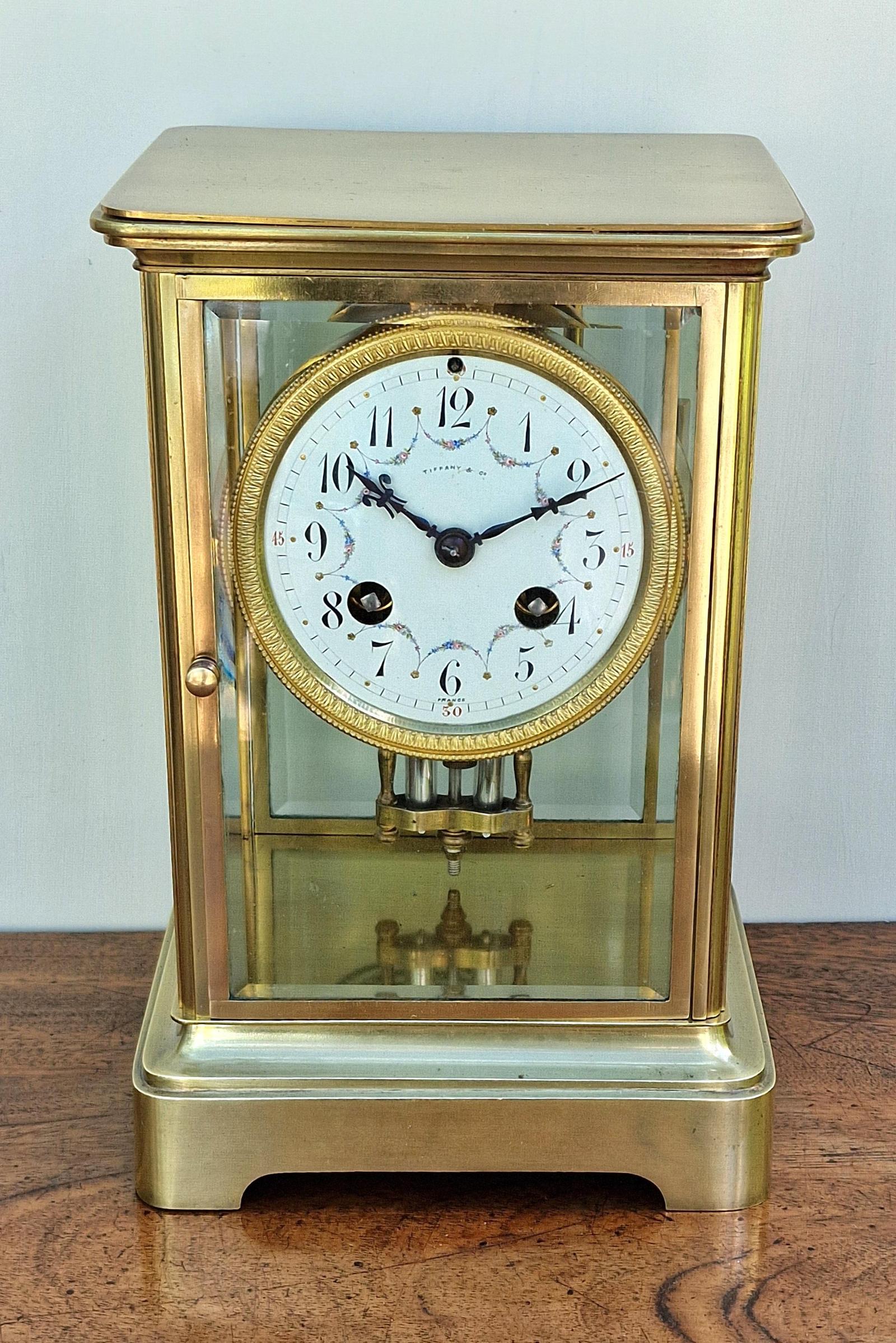 Tiffany & Co Four Glass Mantel Clock (1 of 6) Tiffany & Co Four Glass Mantel Clock (1 of 6)