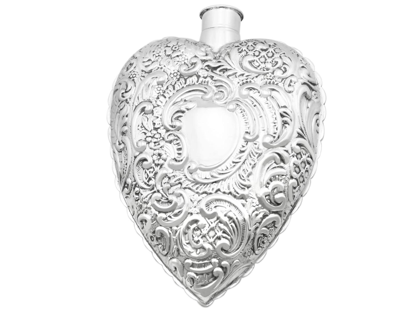 Antique Victorian Sterling Silver Heart Scent Flask (1 of 10)