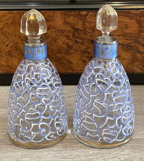 Rare Pair of George V Silver & Enamel Scent Perfume Bottles (1 of 5) Rare Pair of George V Silver & Enamel Scent Perfume Bottles (1 of 5)