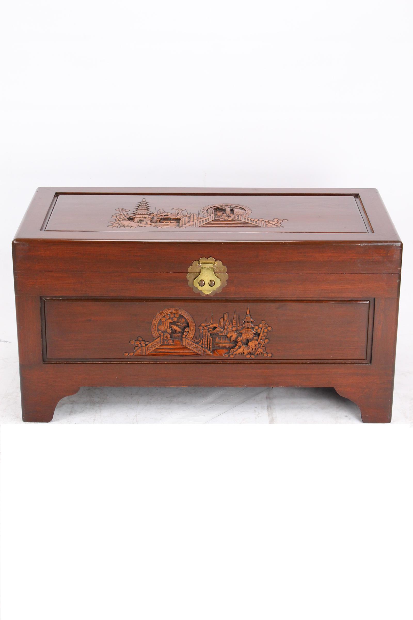 Small Carved Chinese Camphor Wood Chest / Coffee Table (1 of 13) Small Carved Chinese Camphor Wood Chest / Coffee Table (1 of 13)