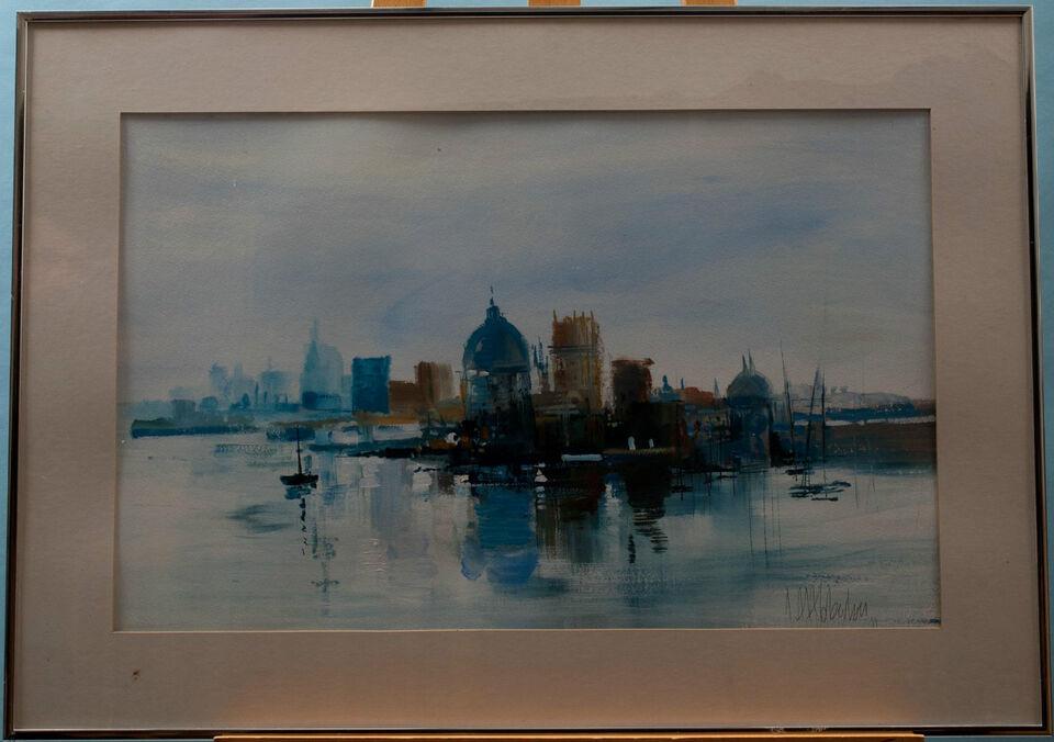 London Scene - Framed Watercolour on Paper Painting (1 of 4)