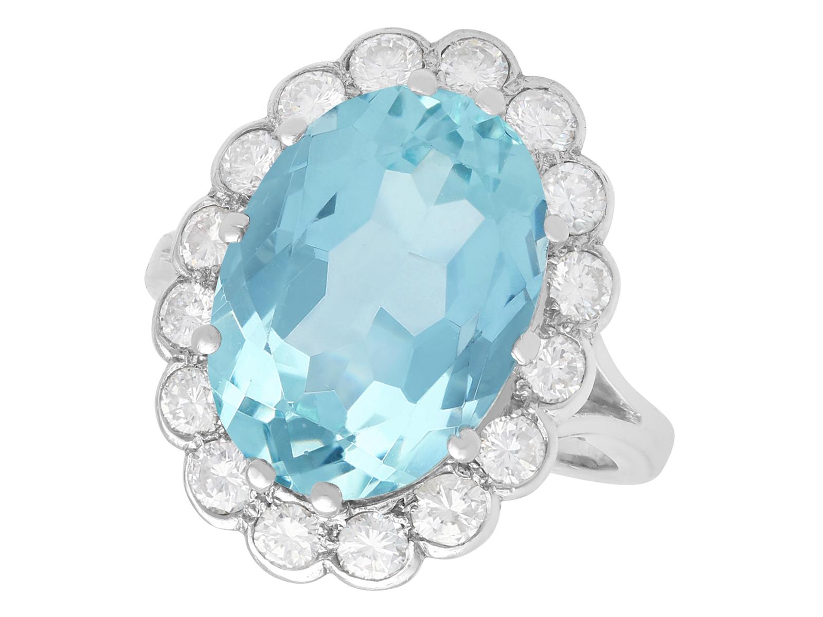 Vintage 7.65ct Aquamarine & 1.02ct Diamond 18ct White Gold Dress Ring (1 of 10)