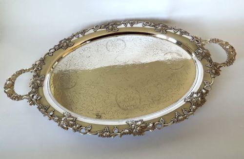 Substantial Edwardian Silver Plated Tea Tray (1 of 8)