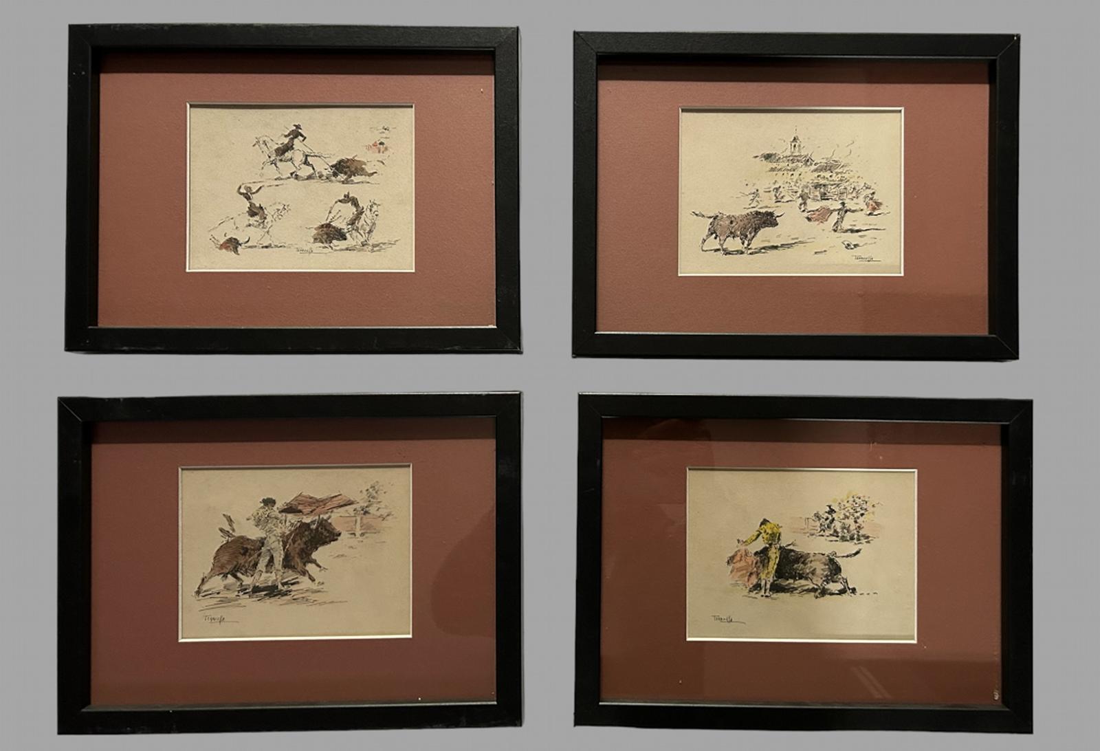 Joaquim Terruella Matilla - Coloured Etchings - Bullfighting (1 of 6) Joaquim Terruella Matilla - Coloured Etchings - Bullfighting (1 of 6)