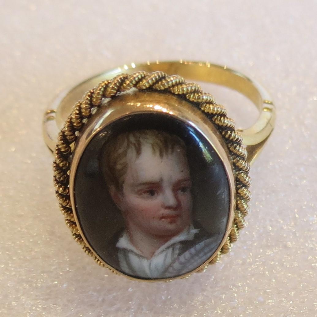 Antique Oval Miniature Portrait Gold Ring (1 of 5)