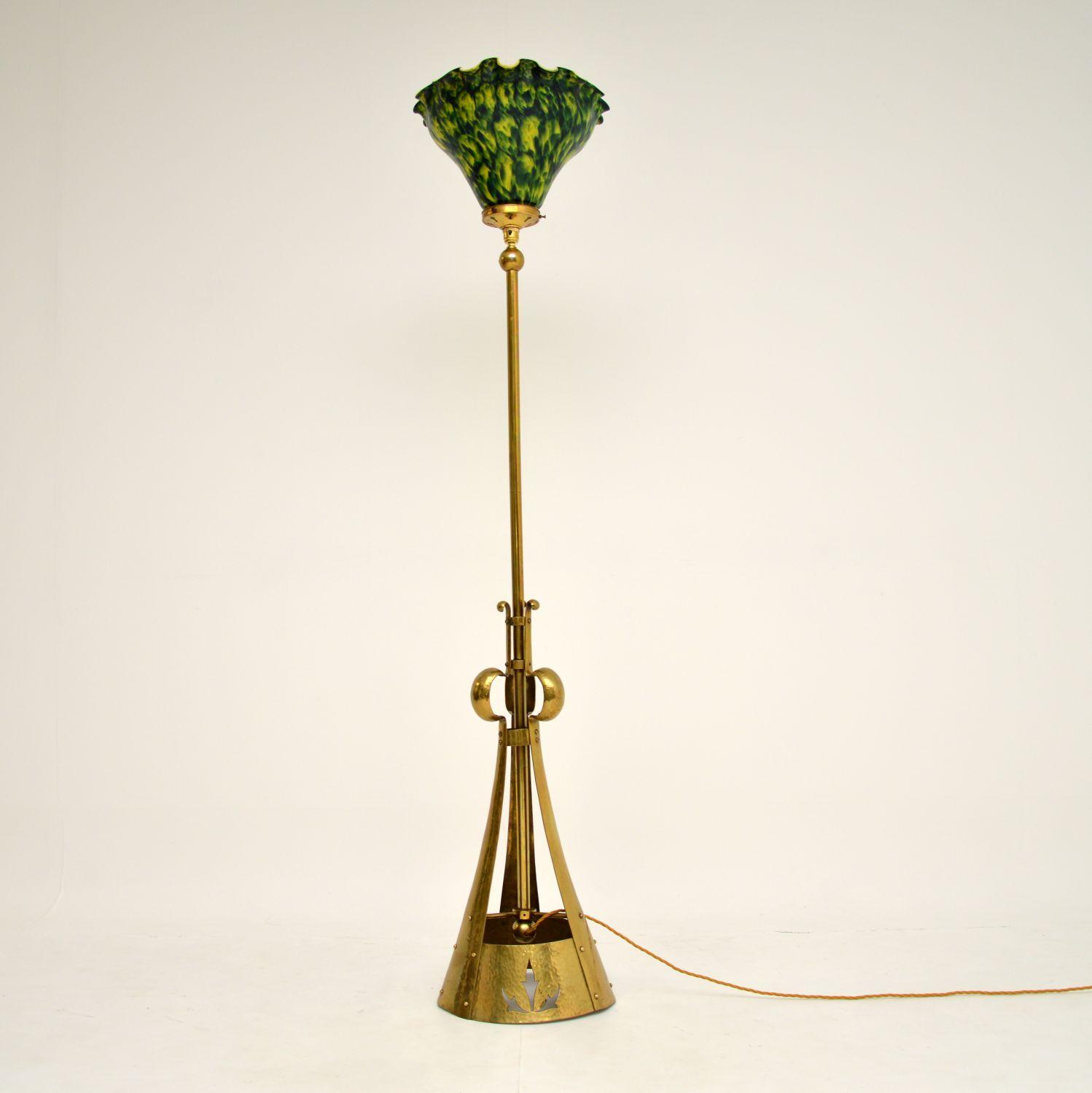 Antique Art Nouveau Brass & Glass Floor Lamp (1 of 12) Antique Art Nouveau Brass & Glass Floor Lamp (1 of 12)