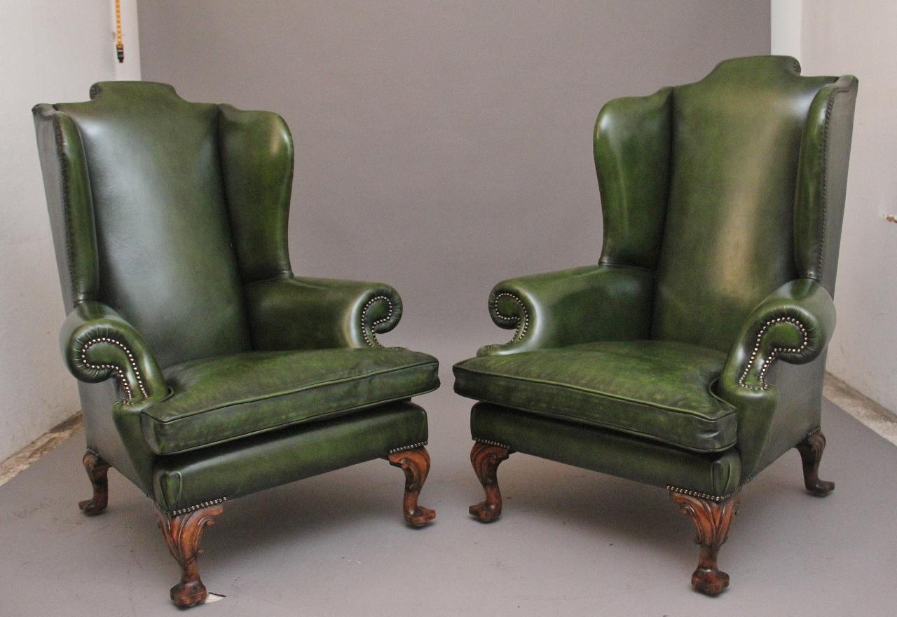 Large Pair of Early 20th Century Walnut Wingback Armchairs (1 of 16)