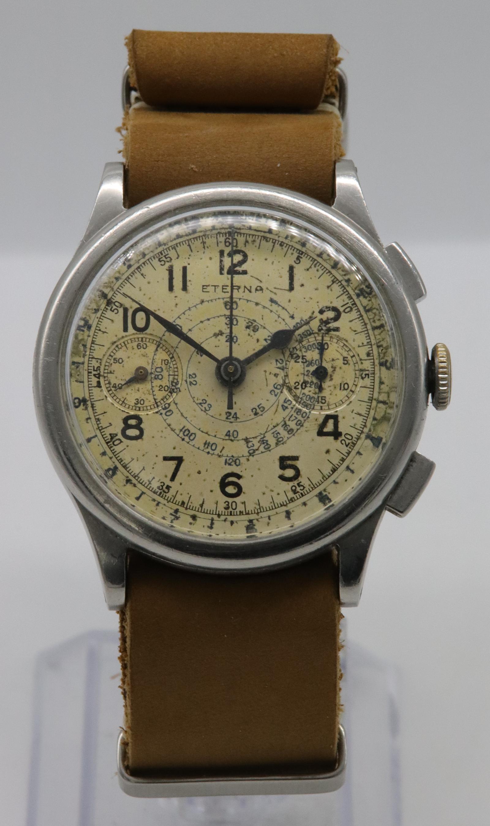 1930s Eterna 'snail Scale' Jumbo Chronograph (1 of 8)
