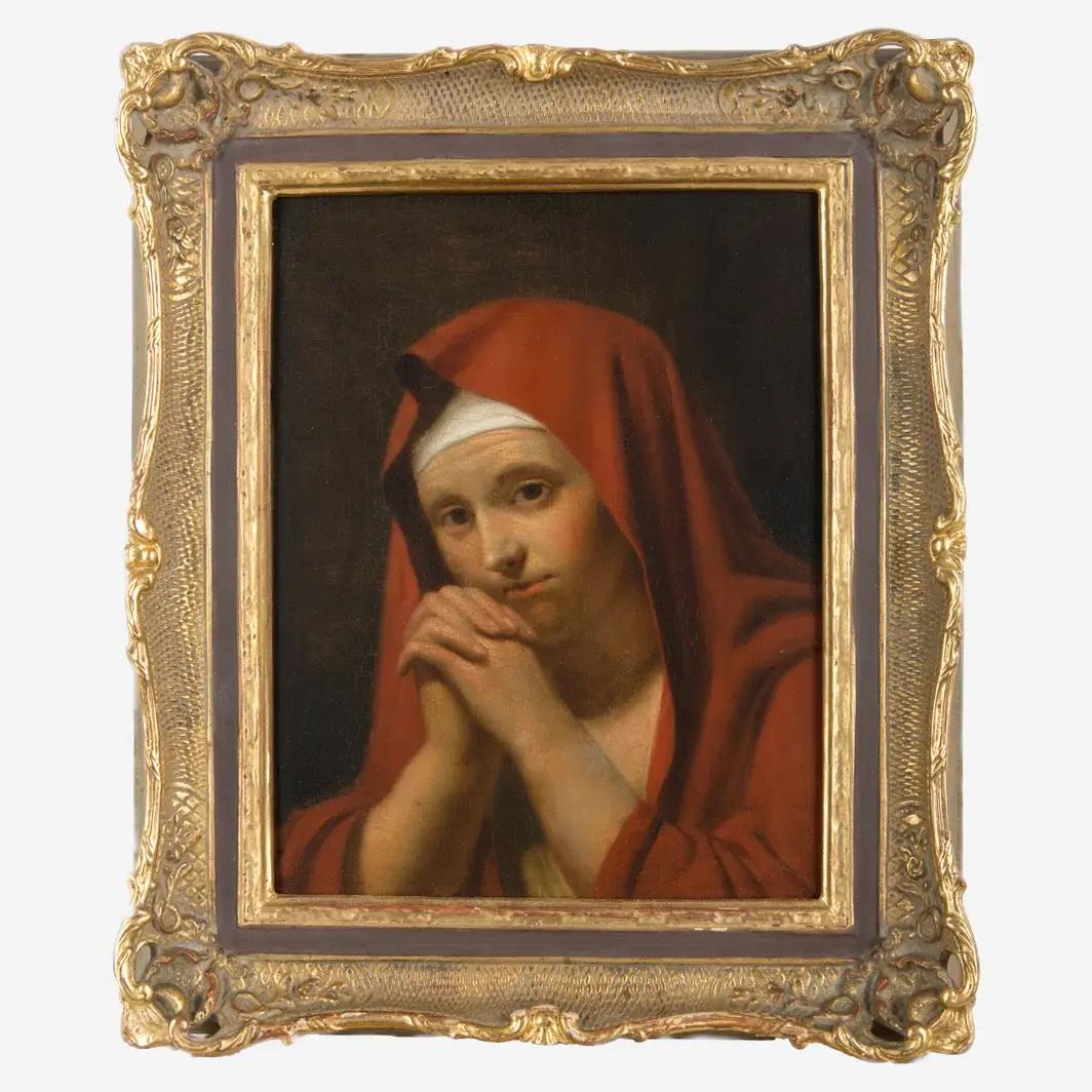 After Circle of Caesar Van Everdingen (Dutch 1617-1678) Woman Praying Oil Painting (1 of 3)