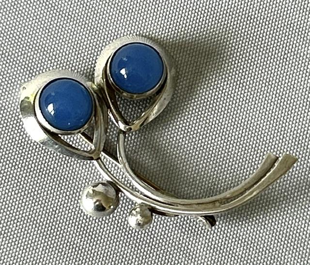 Danish Silver & Chalcedony Modernist Floral Brooch (1 of 6) Danish Silver & Chalcedony Modernist Floral Brooch (1 of 6)