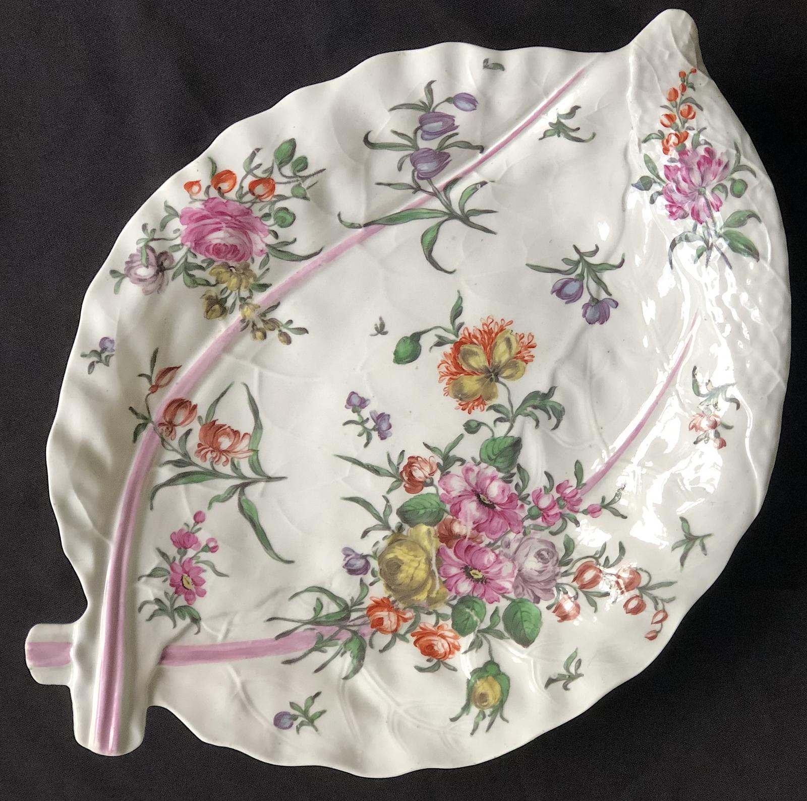 1st Period Worcester Large Leaf Shaped Dish c.1770 (1 of 6) 1st Period Worcester Large Leaf Shaped Dish c.1770 (1 of 6)