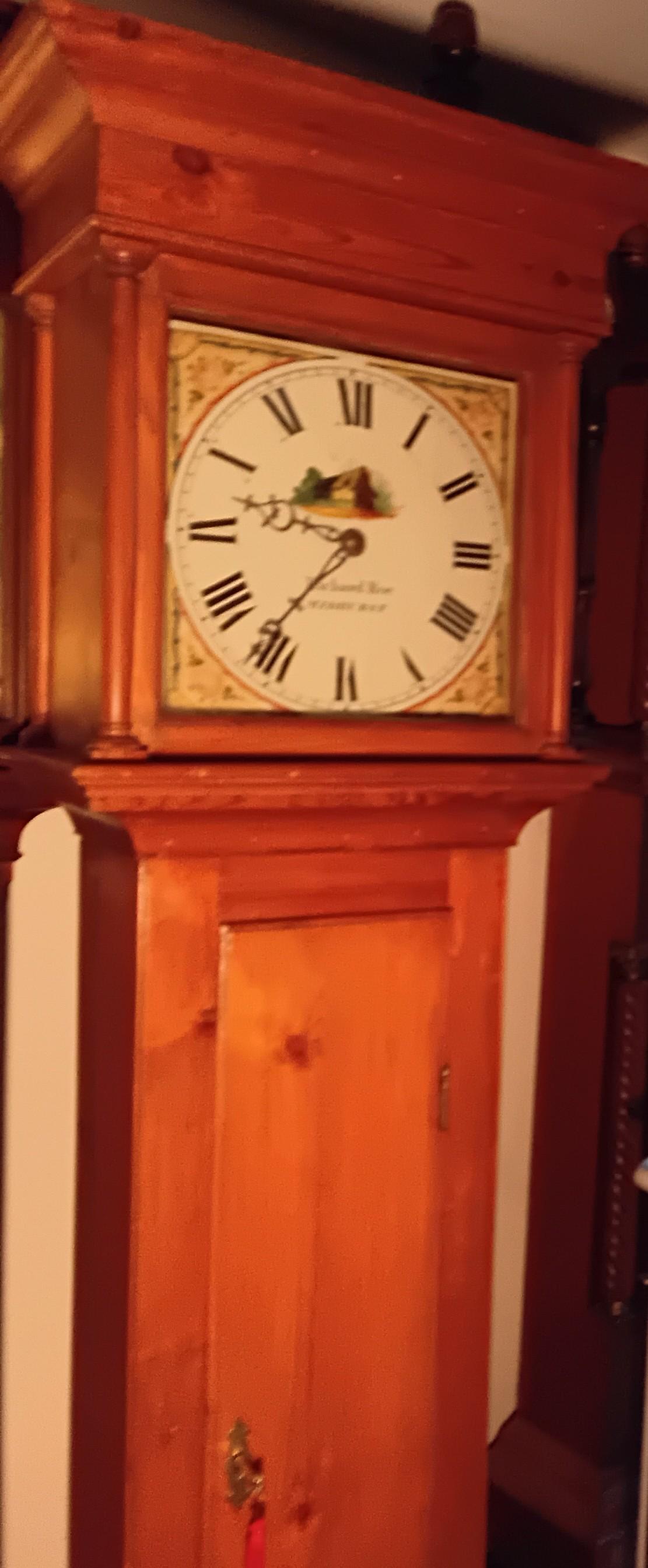 Antique Slim Pine Longcase Clock (1 of 6)