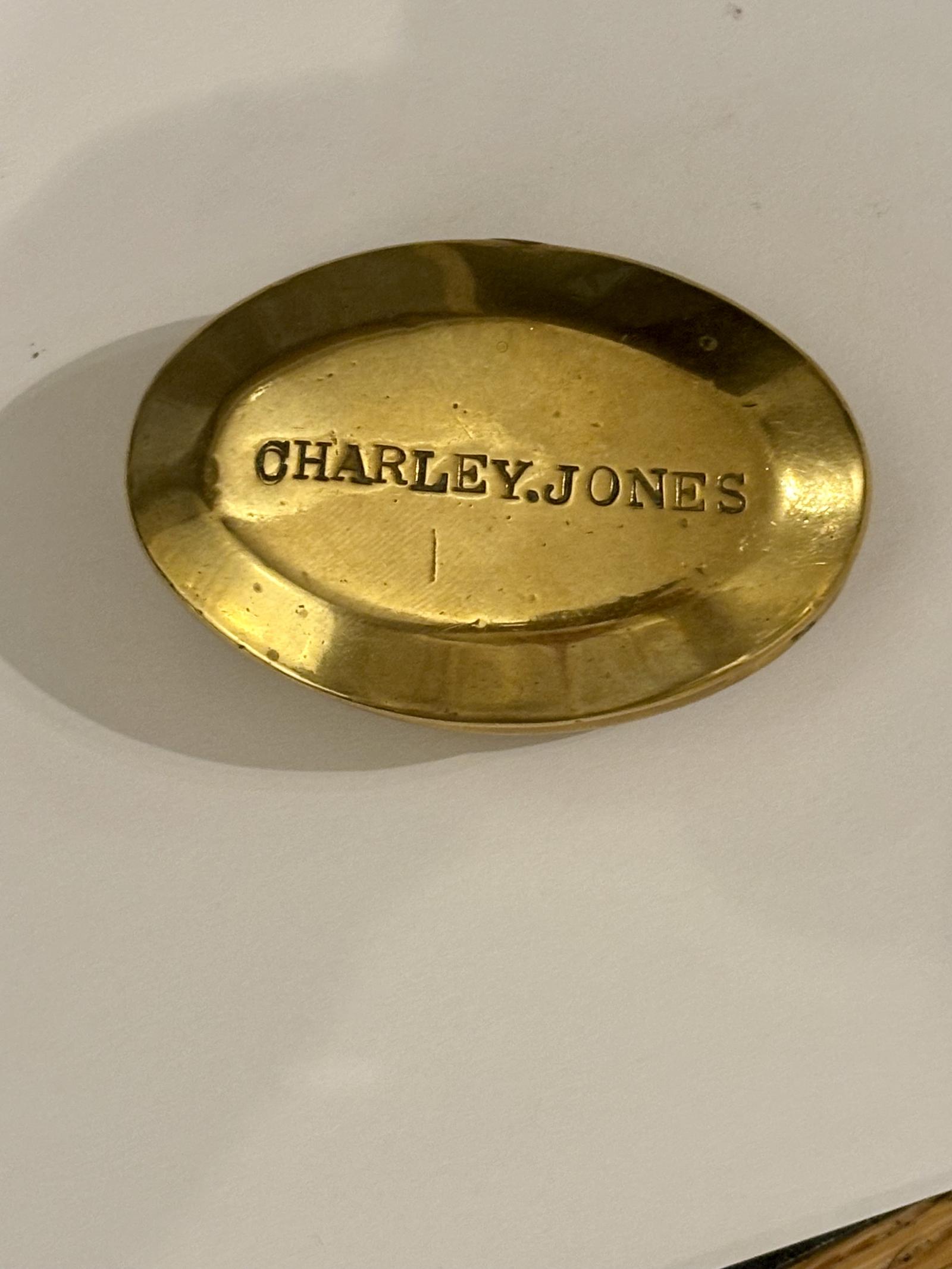 Victorian Welsh 19th Century Brass Miners Chewing Tobacco Box Charley Jones (1 of 9)