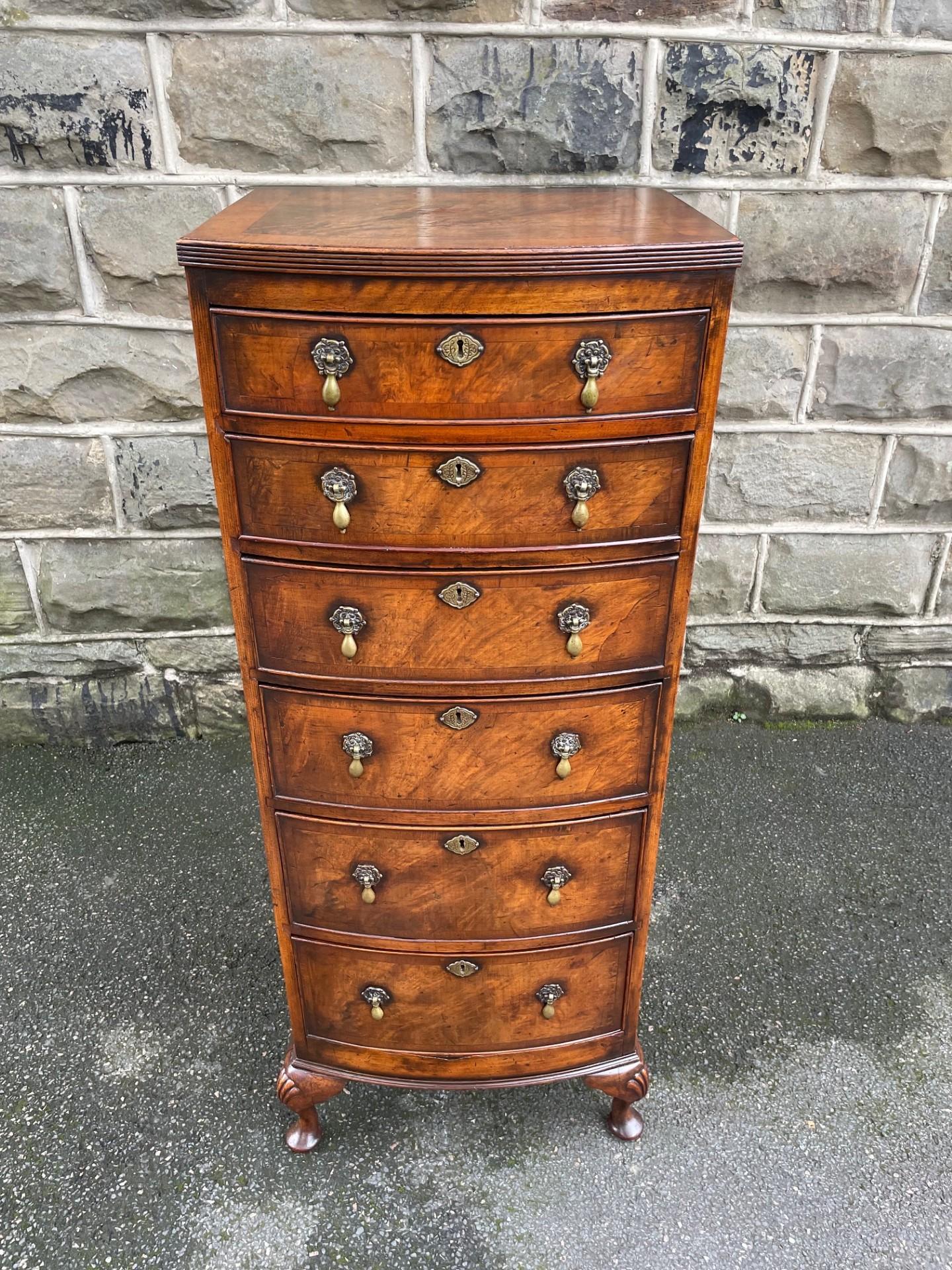 Antique Slim Burr Walnut Chest Drawers (1 of 11)