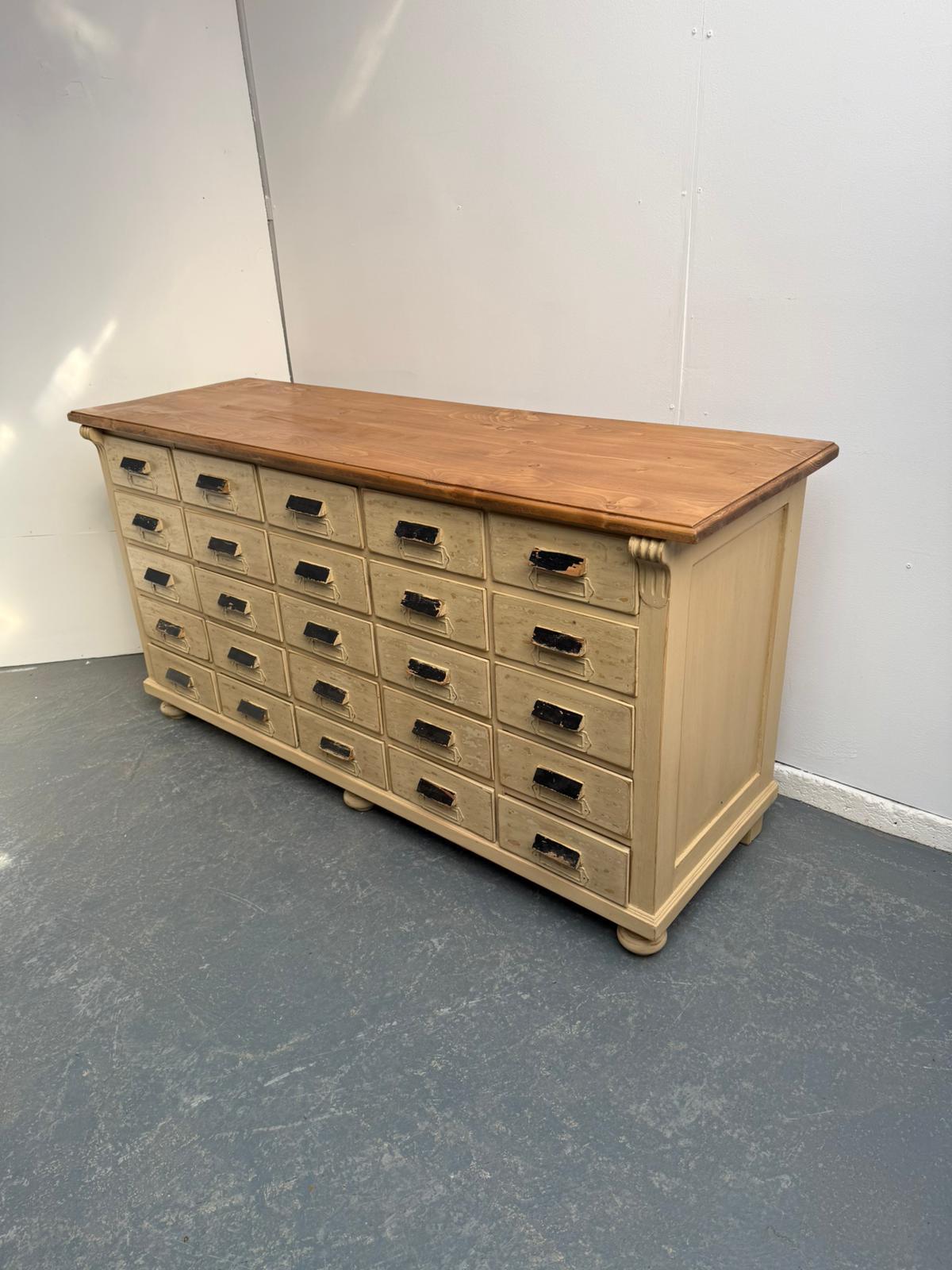 An Originally Painted Cream Hungarian Victorian Pine 25 Drawer Shop Fitting (1 of 13) An Originally Painted Cream Hungarian Victorian Pine 25 Drawer Shop Fitting (1 of 13)