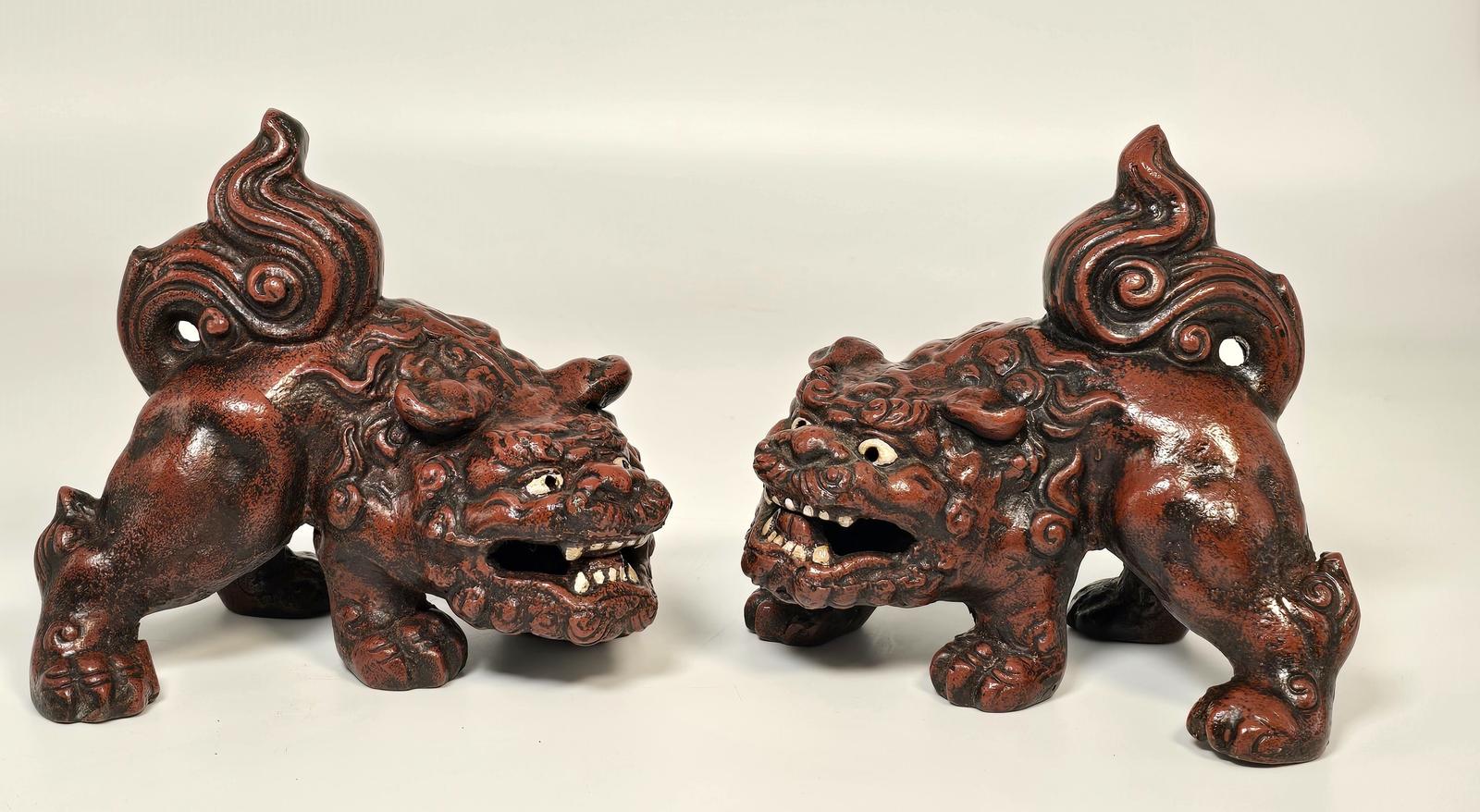 Decorative Pair of Cast Iron Chinese Foo Dogs - French c.1900 (1 of 29) Decorative Pair of Cast Iron Chinese Foo Dogs - French c.1900 (1 of 29)