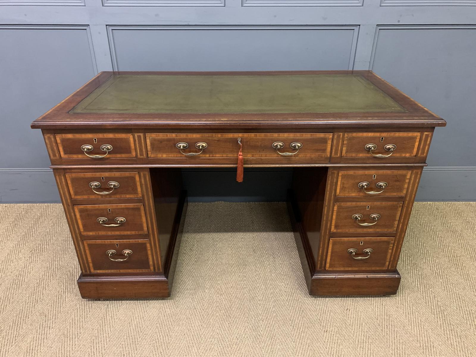 Inlaid Mahogany Pedestal Desk (1 of 13) Inlaid Mahogany Pedestal Desk (1 of 13)