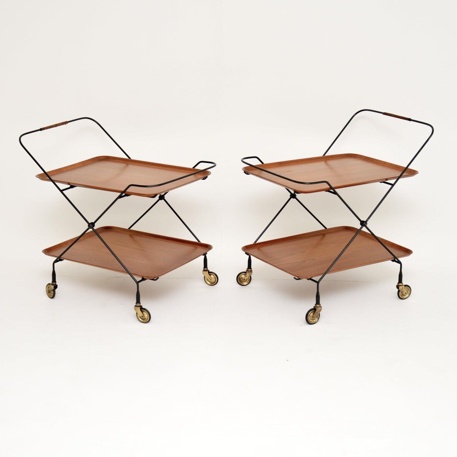 Pair of Vintage Swedish Teak Side Tables / Trolleys (1 of 10)