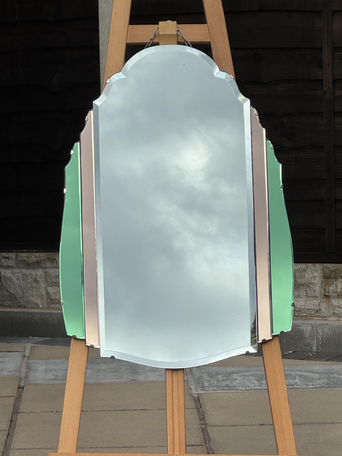 Deco Green Peach Portrait Mirror (1 of 7)