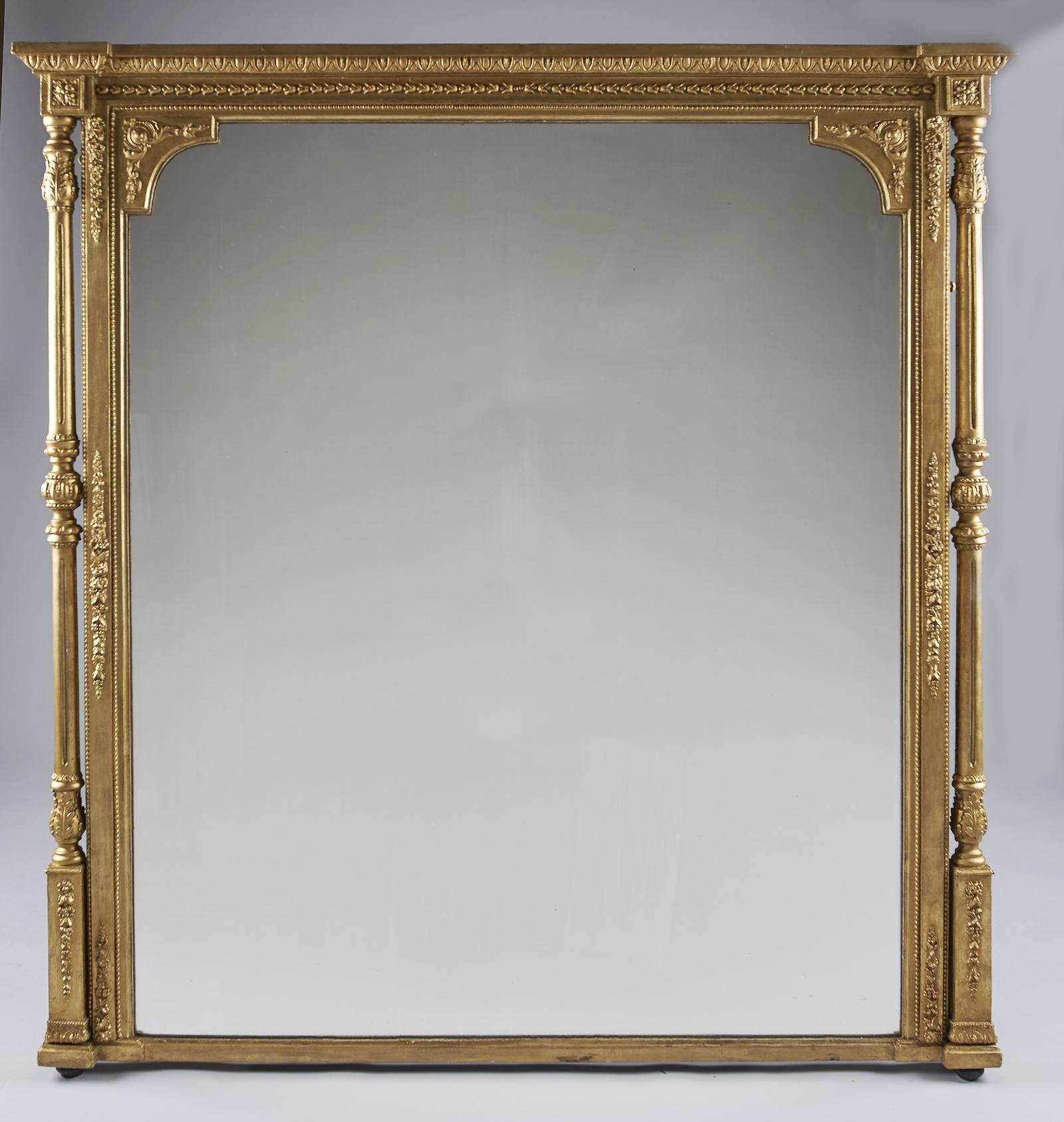 Large 19th Century English Victorian Gilt Overmantle Mirror (1 of 6) Large 19th Century English Victorian Gilt Overmantle Mirror (1 of 6)