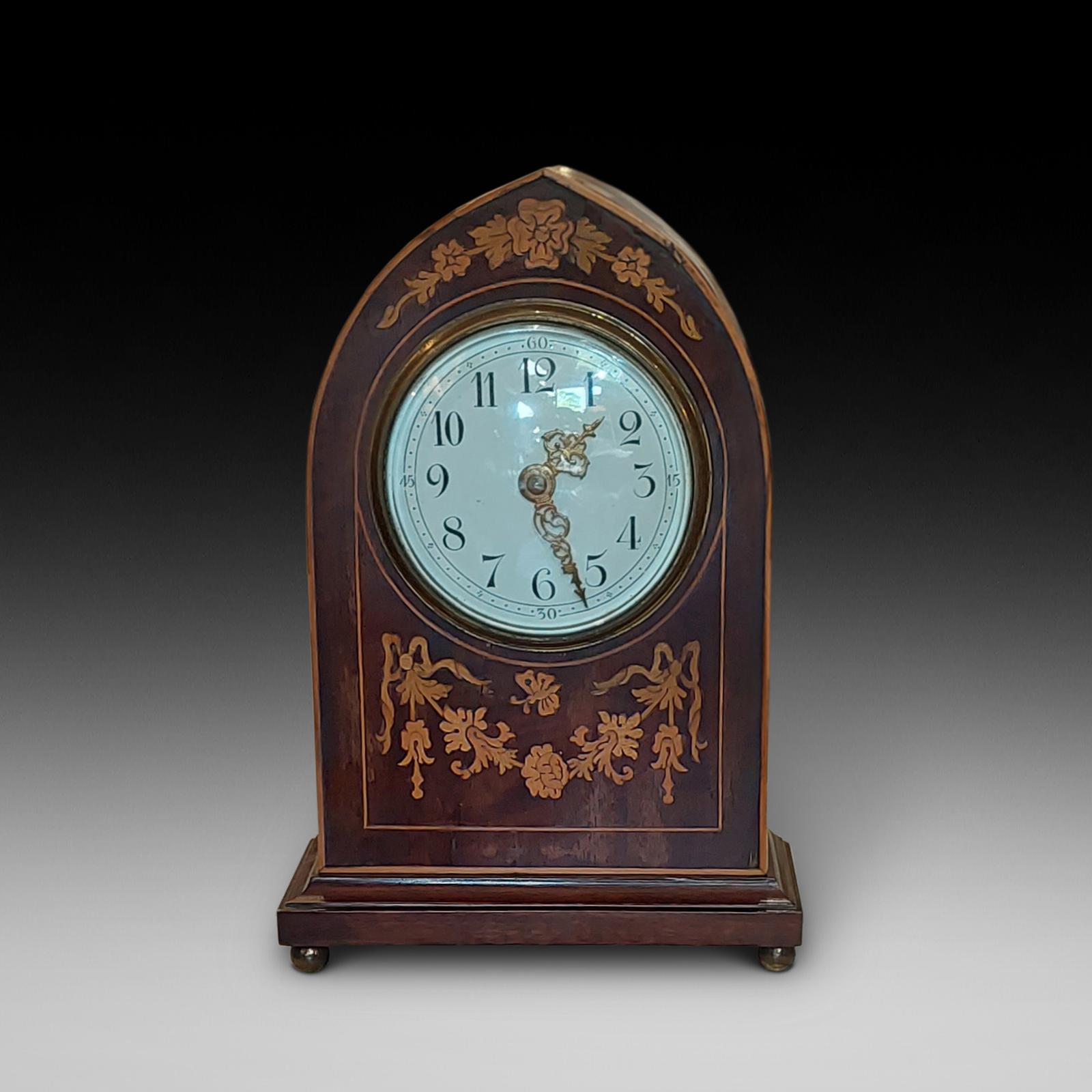 Edwardian Mahogany Inlaid Mantel Clock (1 of 5) Edwardian Mahogany Inlaid Mantel Clock (1 of 5)