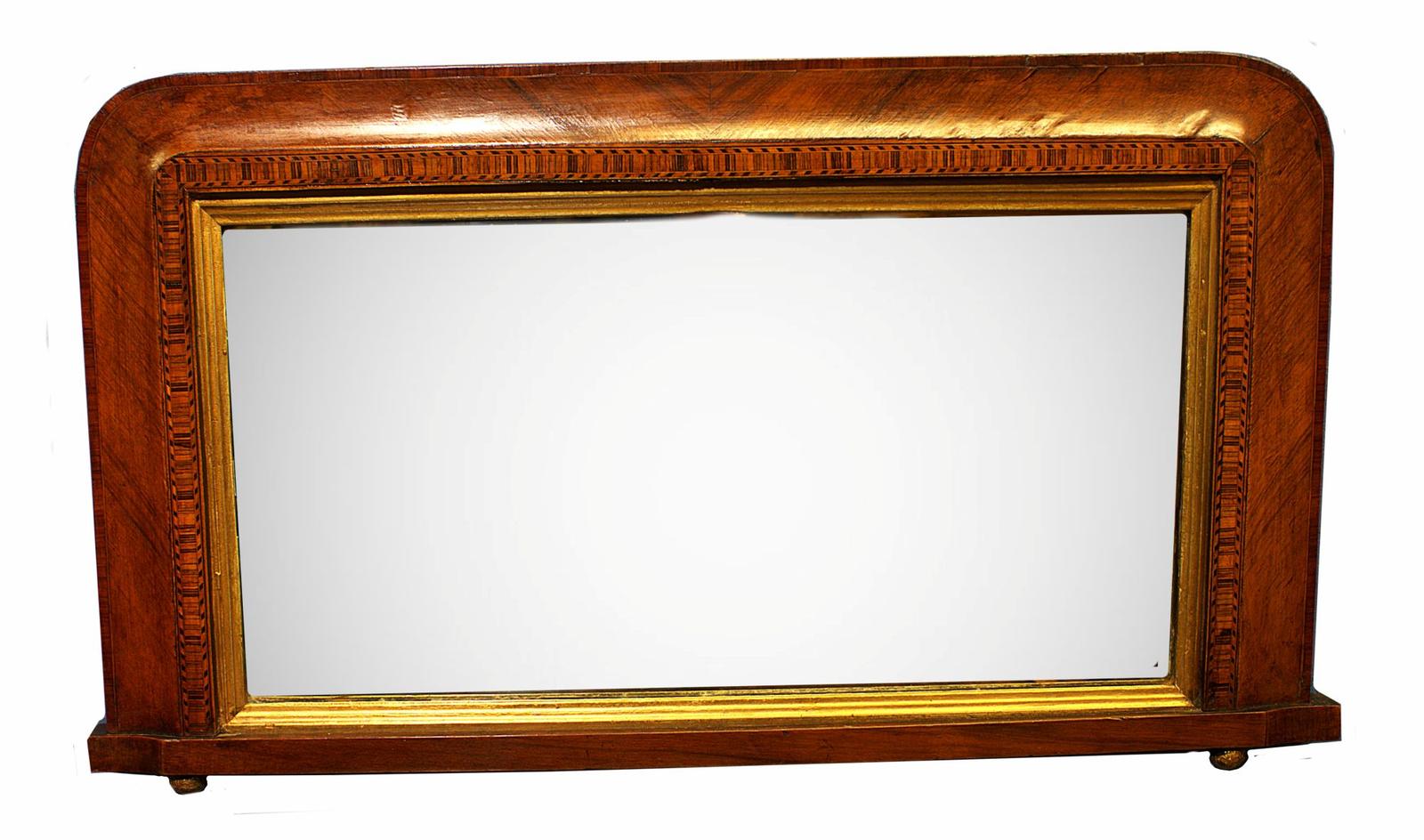 Small Antique Tunbridgeware Overmantel Mirror (1 of 7)