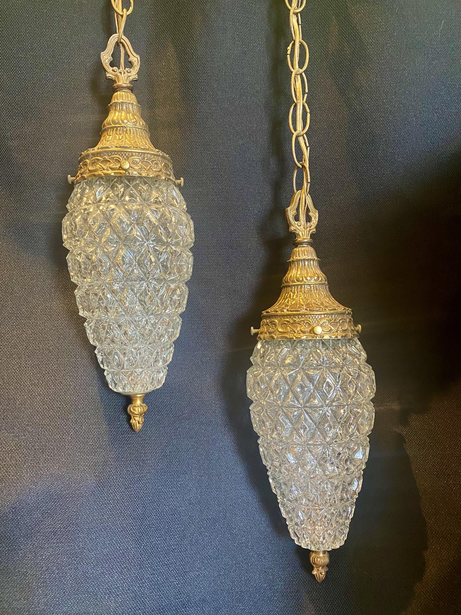 A Pair of Antique Glass French Hall Lanterns (1 of 6)