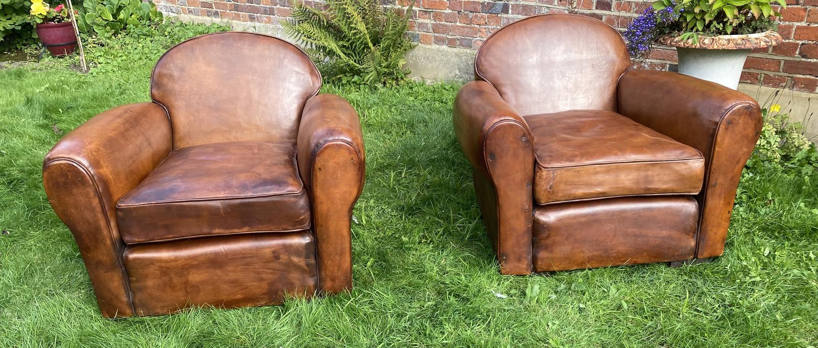 Pair of French Leather Club Chairs (1 of 7) Pair of French Leather Club Chairs (1 of 7)