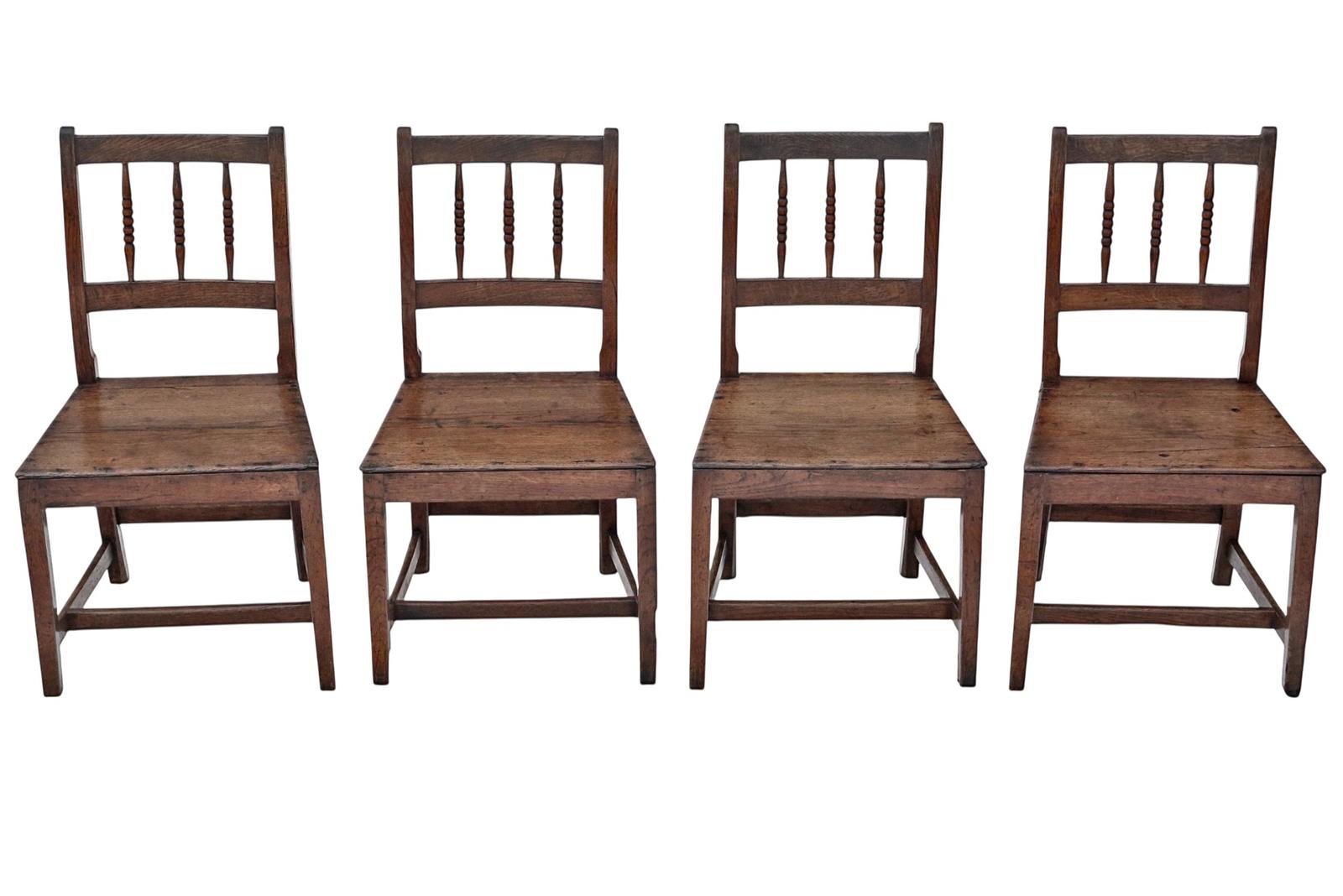 Antique 18th Century Set of Four Oak Dining Chairs – Fine Quality Kitchen Seating (1 of 6)