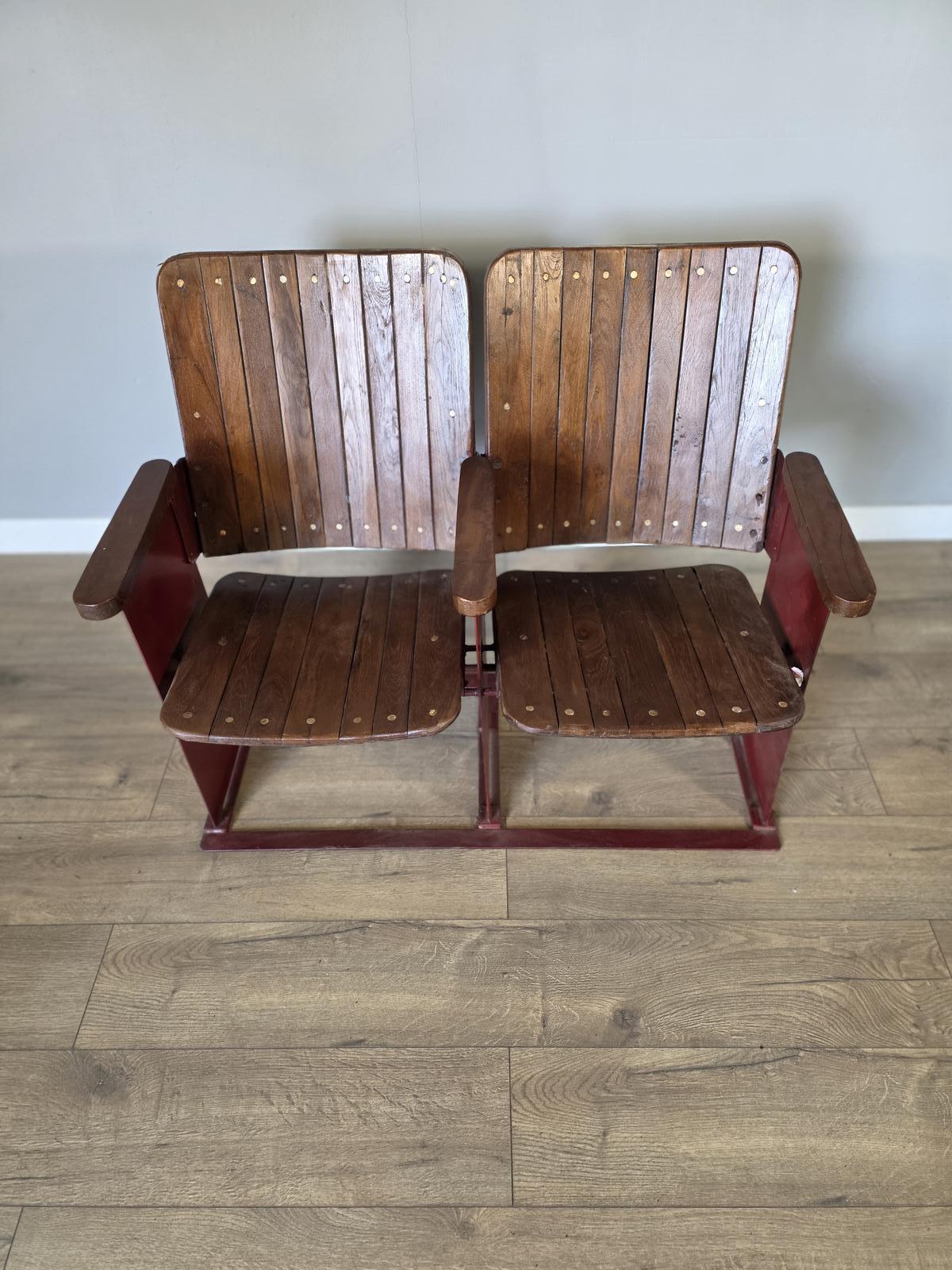 Pair of Metal and Wood Vintage Folding Cinema Seats (1 of 15)