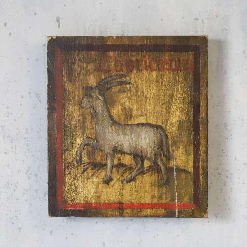 Capricorn 19th Century Zodiac Panel from a Cupboard (1 of 7)