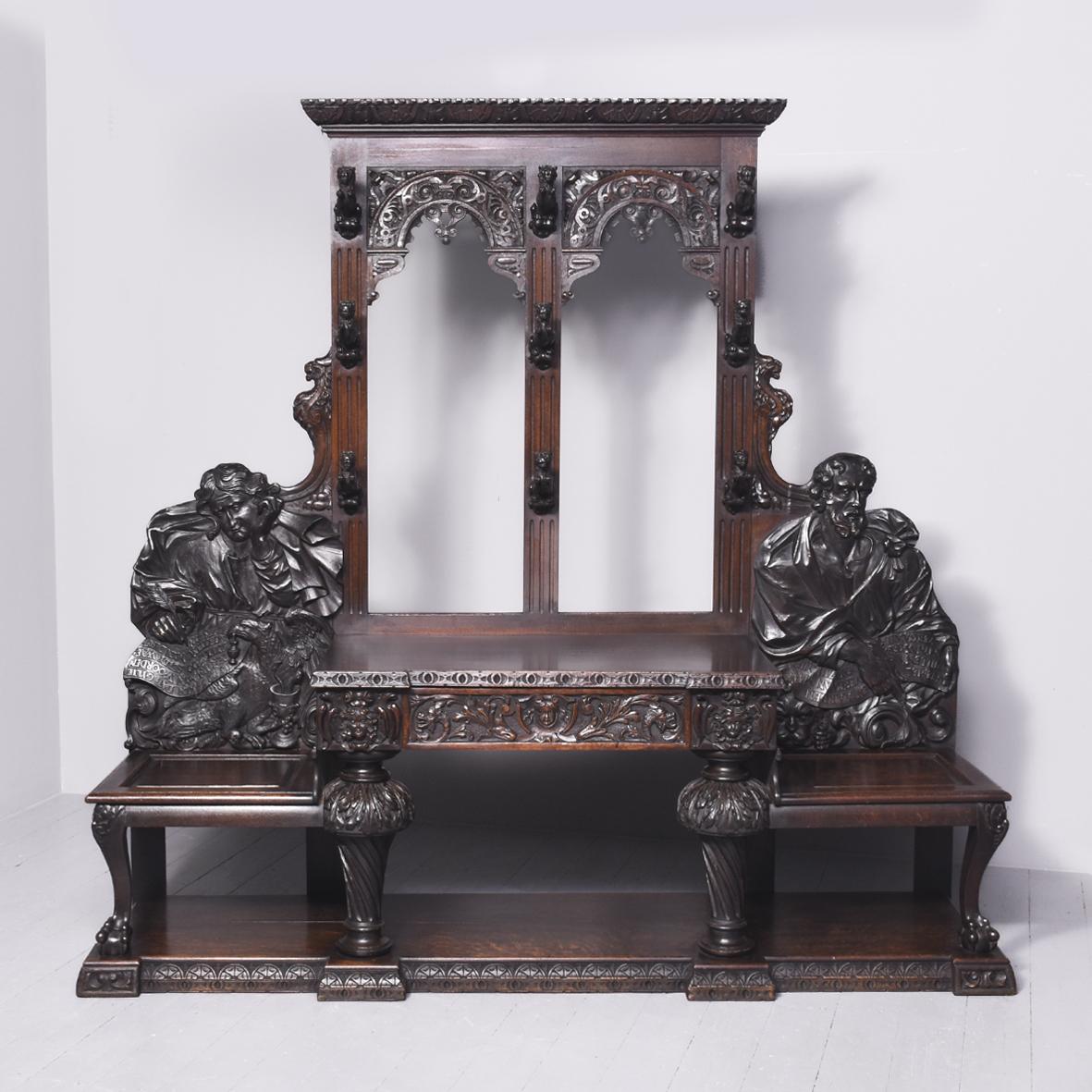 Large Carved Dutch / Flemish Carved Hallstand (1 of 16)