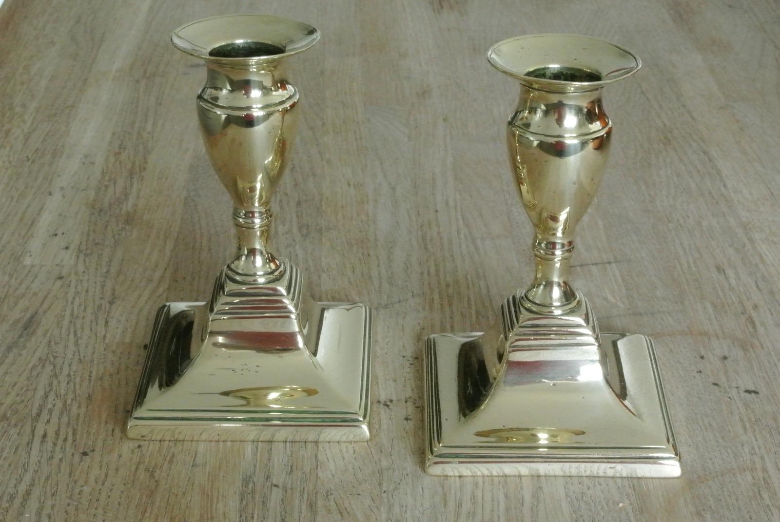 Pair of Georgian Brass Candlesticks with Seam & Pushers Early 19th Century (1 of 6)