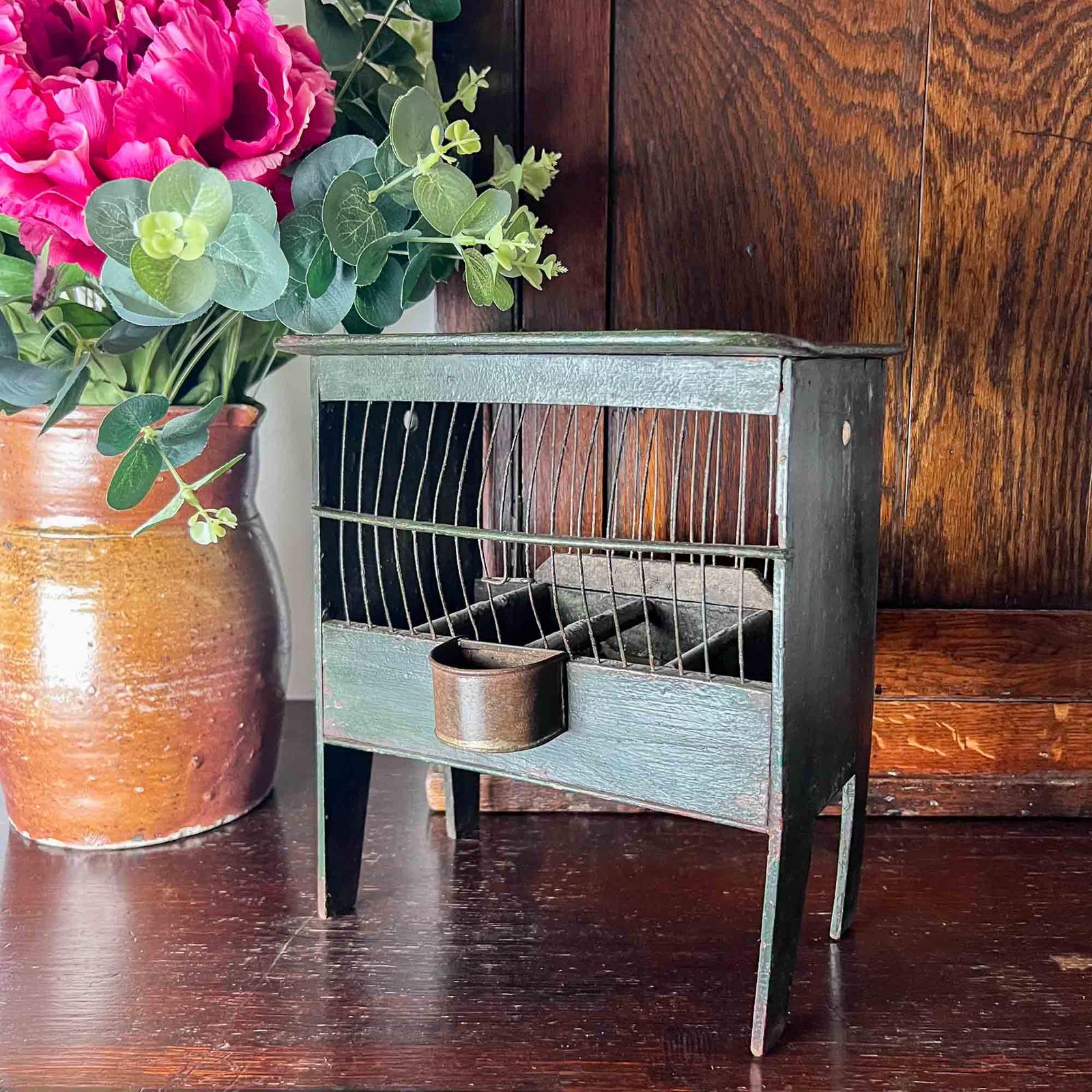 Antique Folk Art Style Painted Wooden Bird Cage (1 of 12) Antique Folk Art Style Painted Wooden Bird Cage (1 of 12)