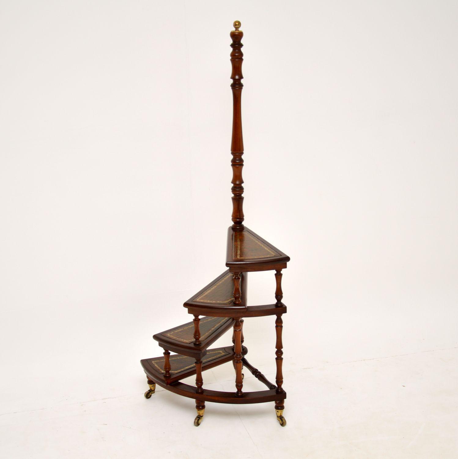 Mahogany & Leather Spiral Library Steps (1 of 10) Mahogany & Leather Spiral Library Steps (1 of 10)