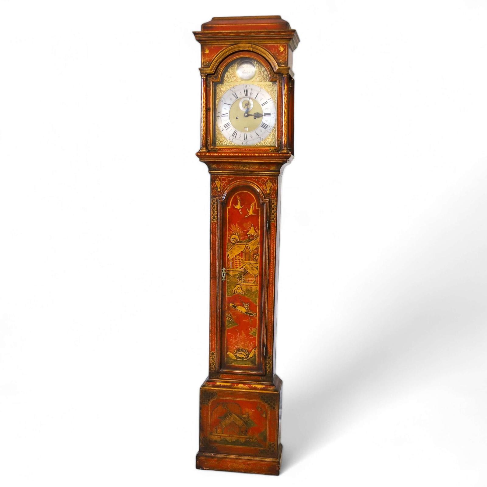 18th Century Red Japanned Lacquered Longcase Clock 2 year guarantee (1 of 17)