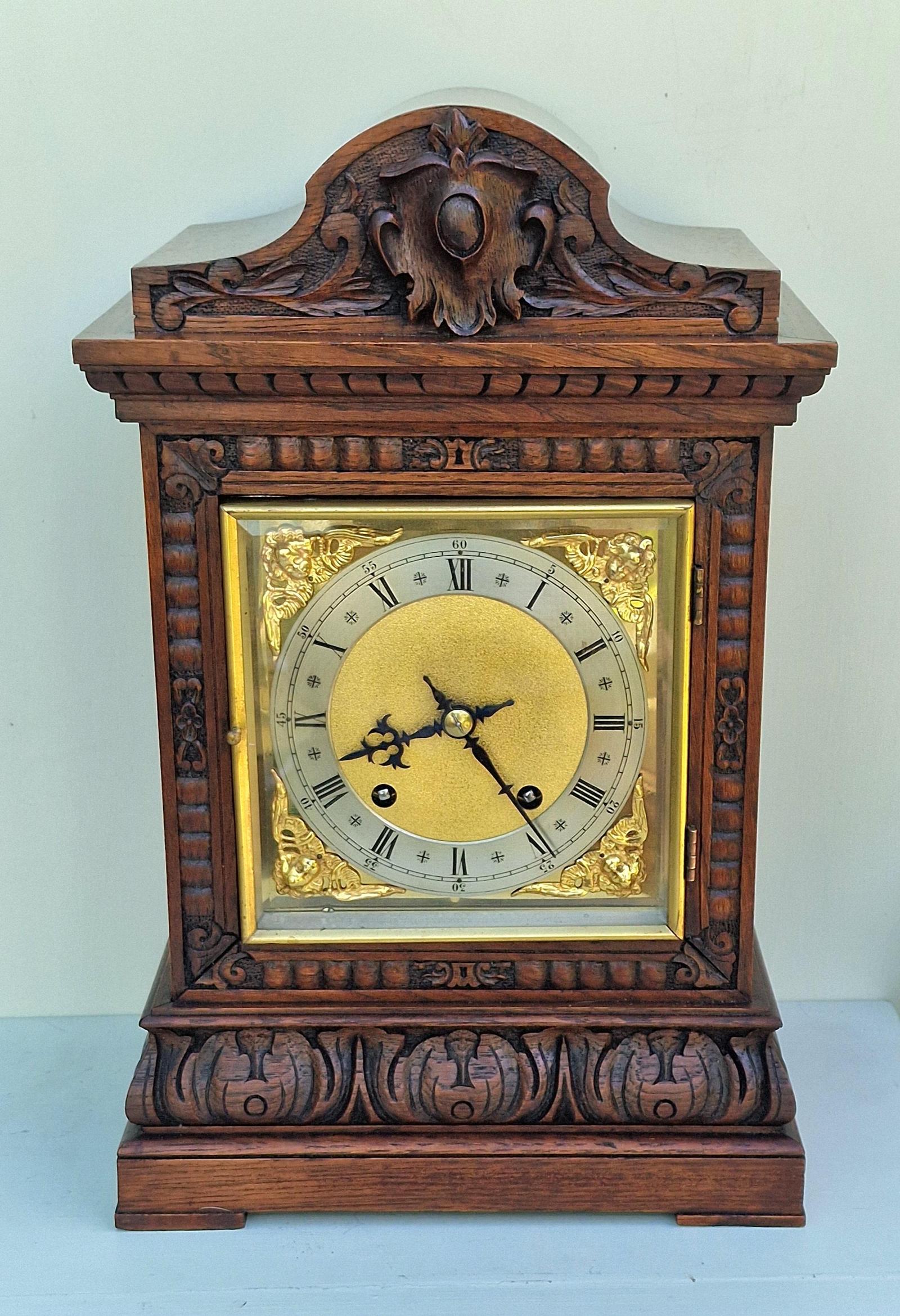 A W&H Carved Oak Mantel Clock (1 of 7) A W&H Carved Oak Mantel Clock (1 of 7)