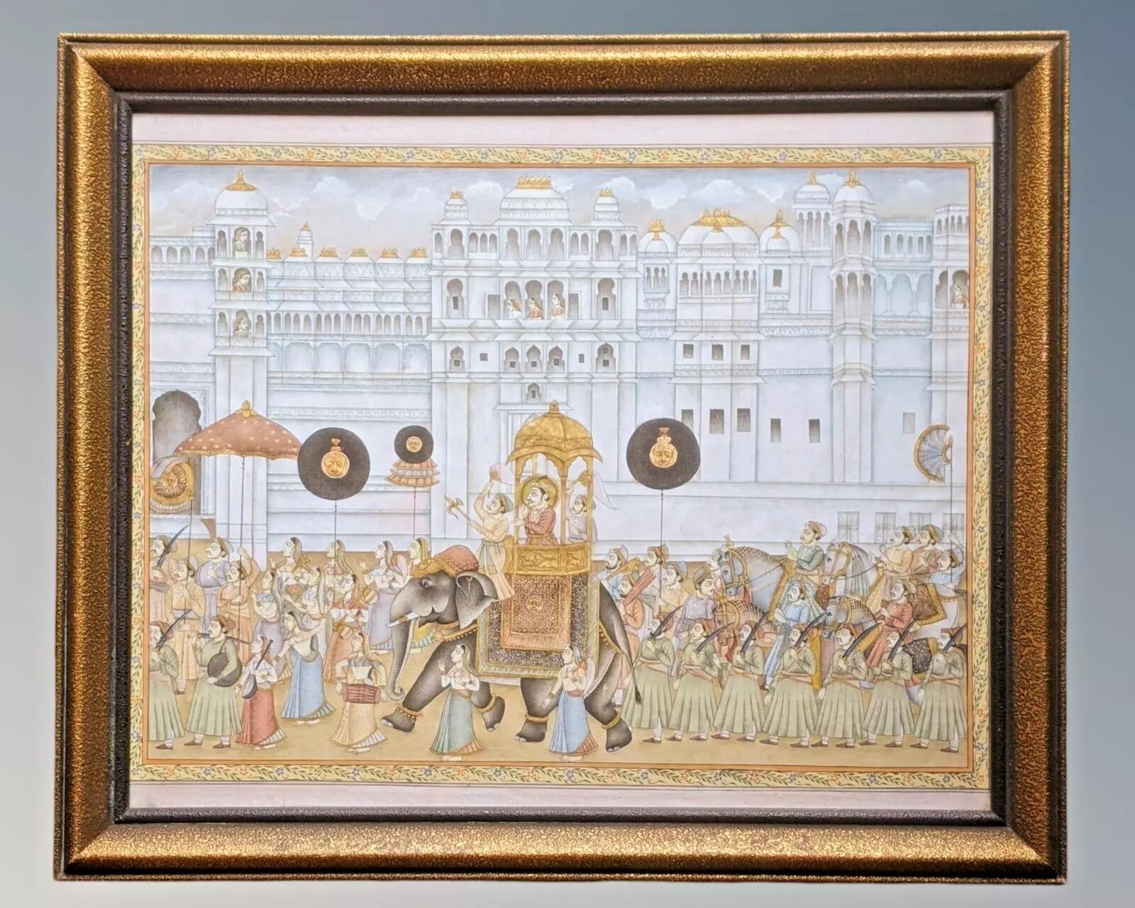 Good Indian Silk Painting Maharajah & Elephants (1 of 9) Good Indian Silk Painting Maharajah & Elephants (1 of 9)