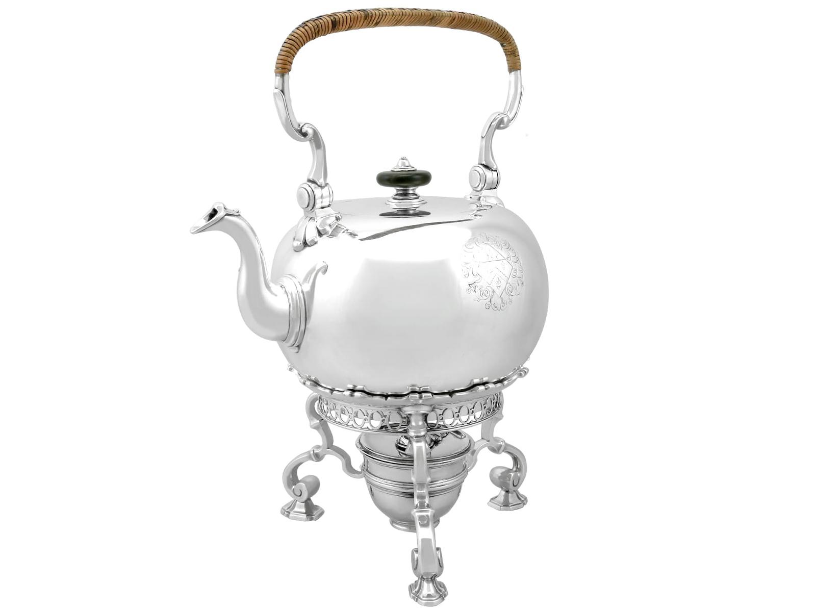 Antique George II Sterling Silver Spirit Kettle by Charles Hatfield (1728) (1 of 15)