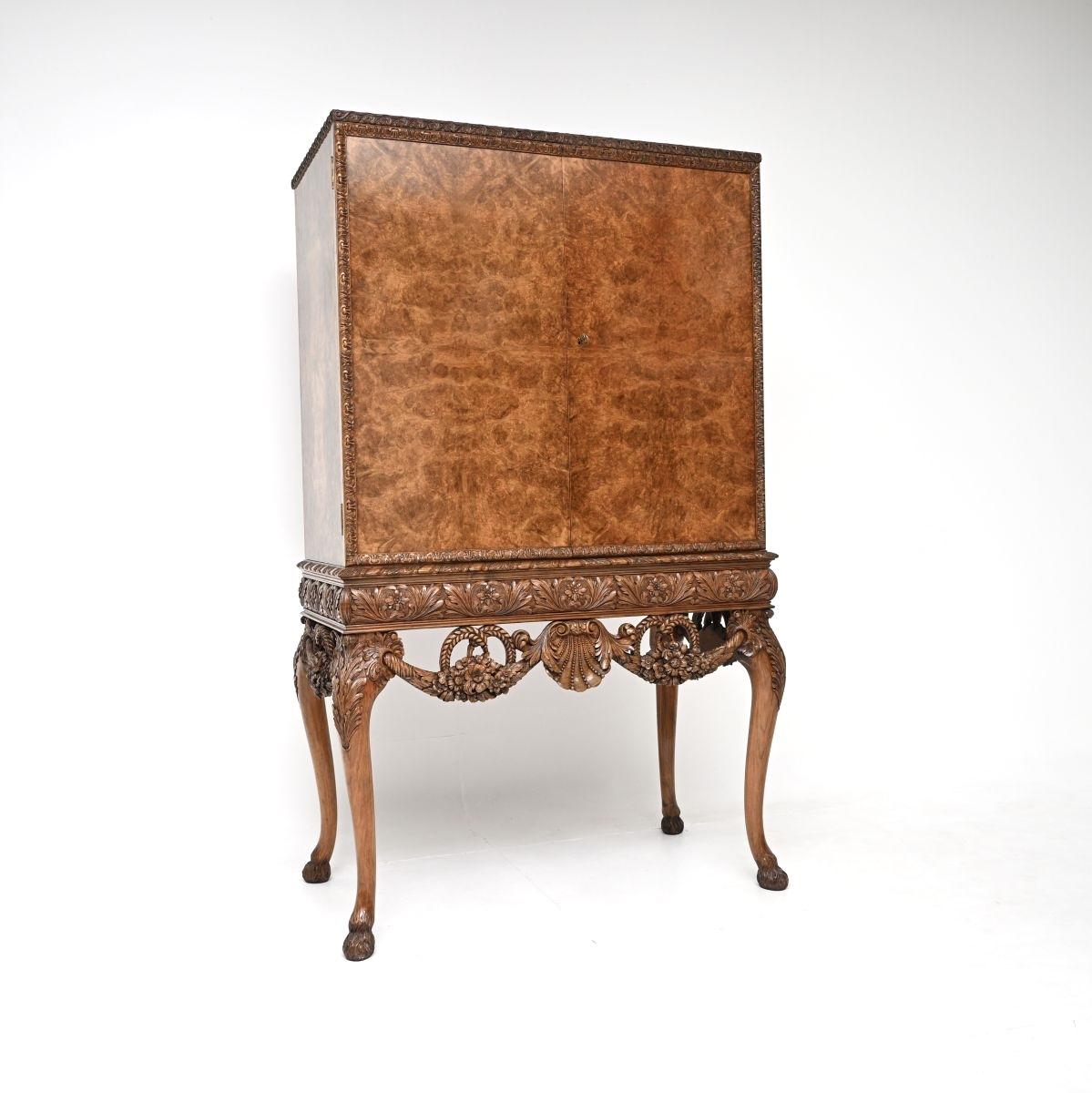 Antique Burr Walnut Queen Anne Style Cocktail Drinks Cabinet by Hille (1 of 10) Antique Burr Walnut Queen Anne Style Cocktail Drinks Cabinet by Hille (1 of 10)