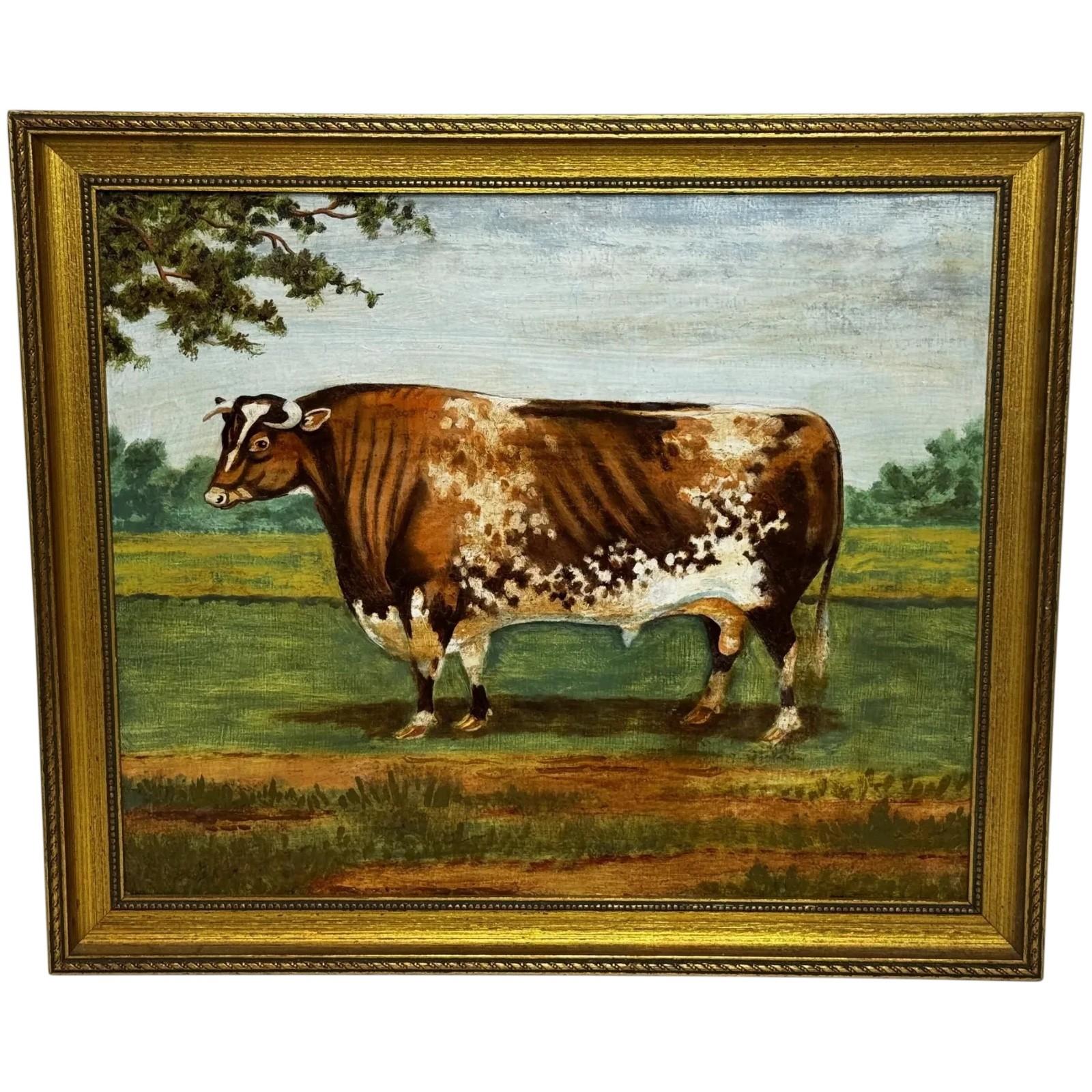 19th Century British School Prized Shorthorn Bull Livestock Painting c.1890 (1 of 1) 19th Century British School Prized Shorthorn Bull Livestock Painting c.1890 (1 of 1)